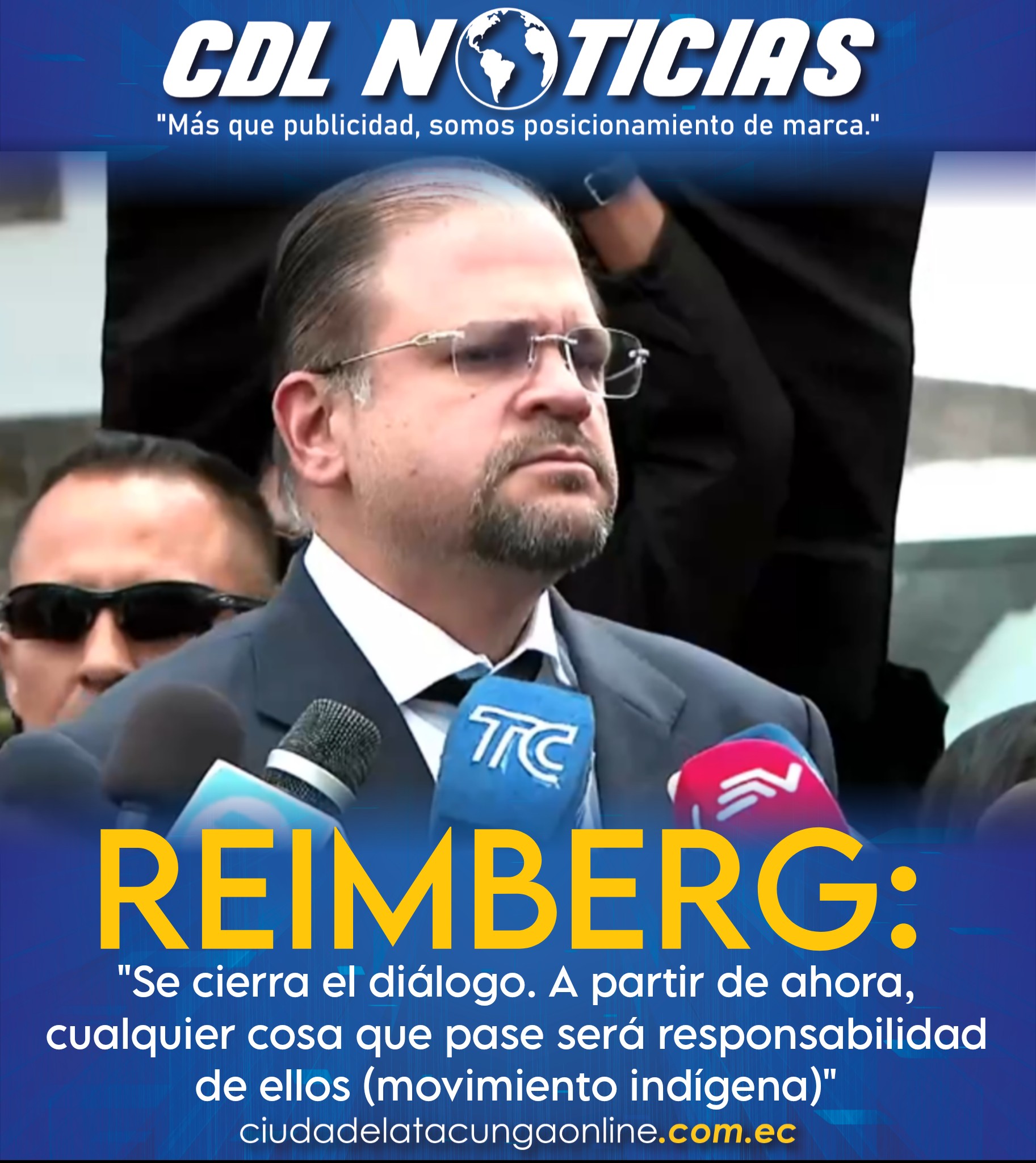 John Reimberg: «Se cierra el diálogo. A partir de ahora, cualquier cosa que pase será responsabilidad de ellos (movimiento indígena)»