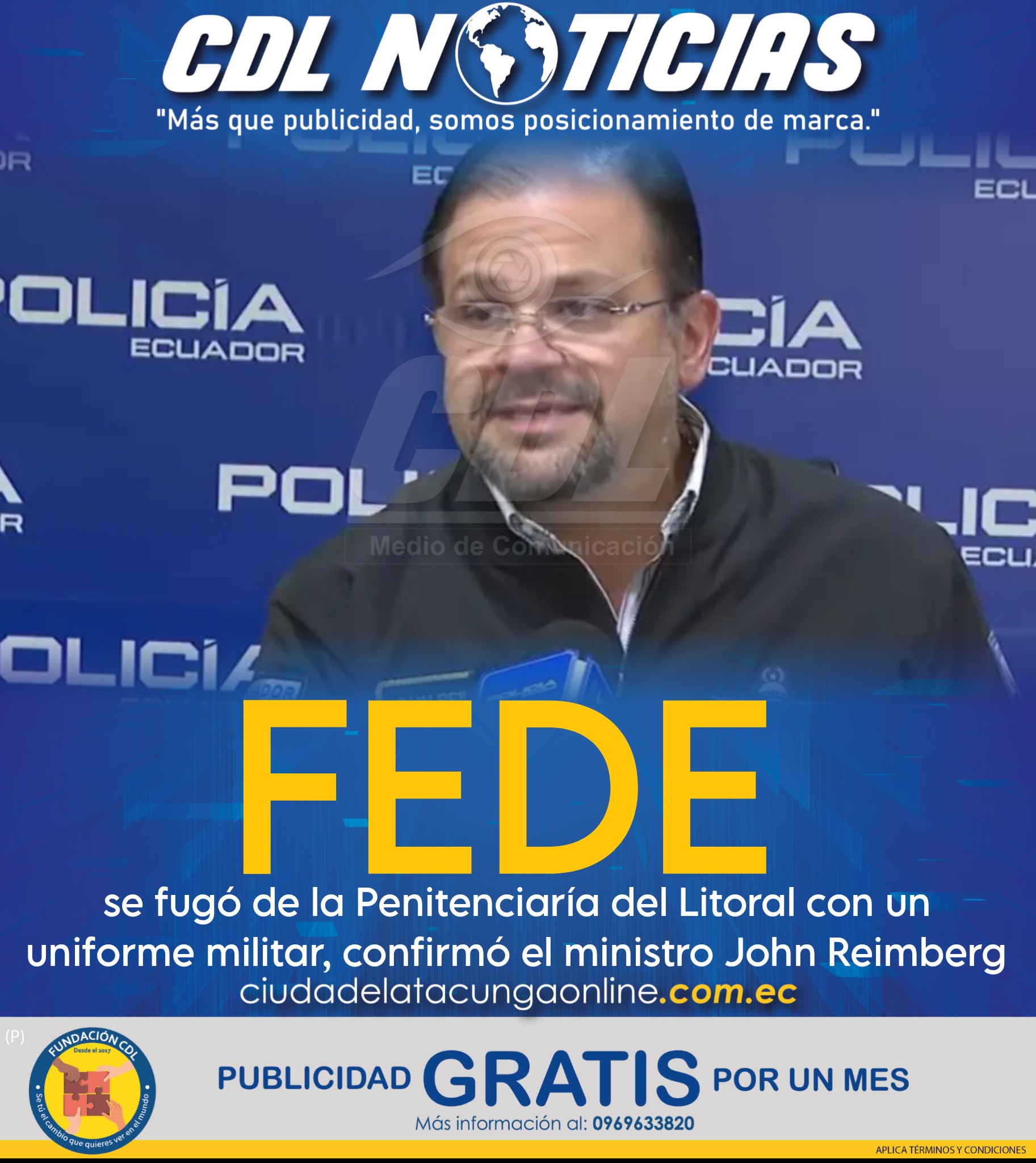 Alias Fede se fugó de la Penitenciaría del Litoral con un uniforme militar, confirmó el ministro John Reimberg