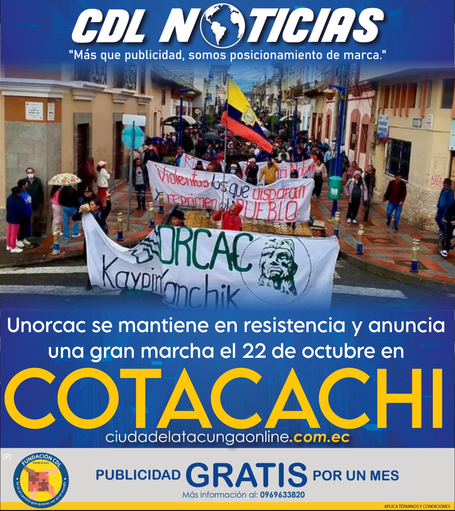 La Unorcac se mantiene en resistencia y anuncia una gran marcha el 22 de octubre en Cotacachi