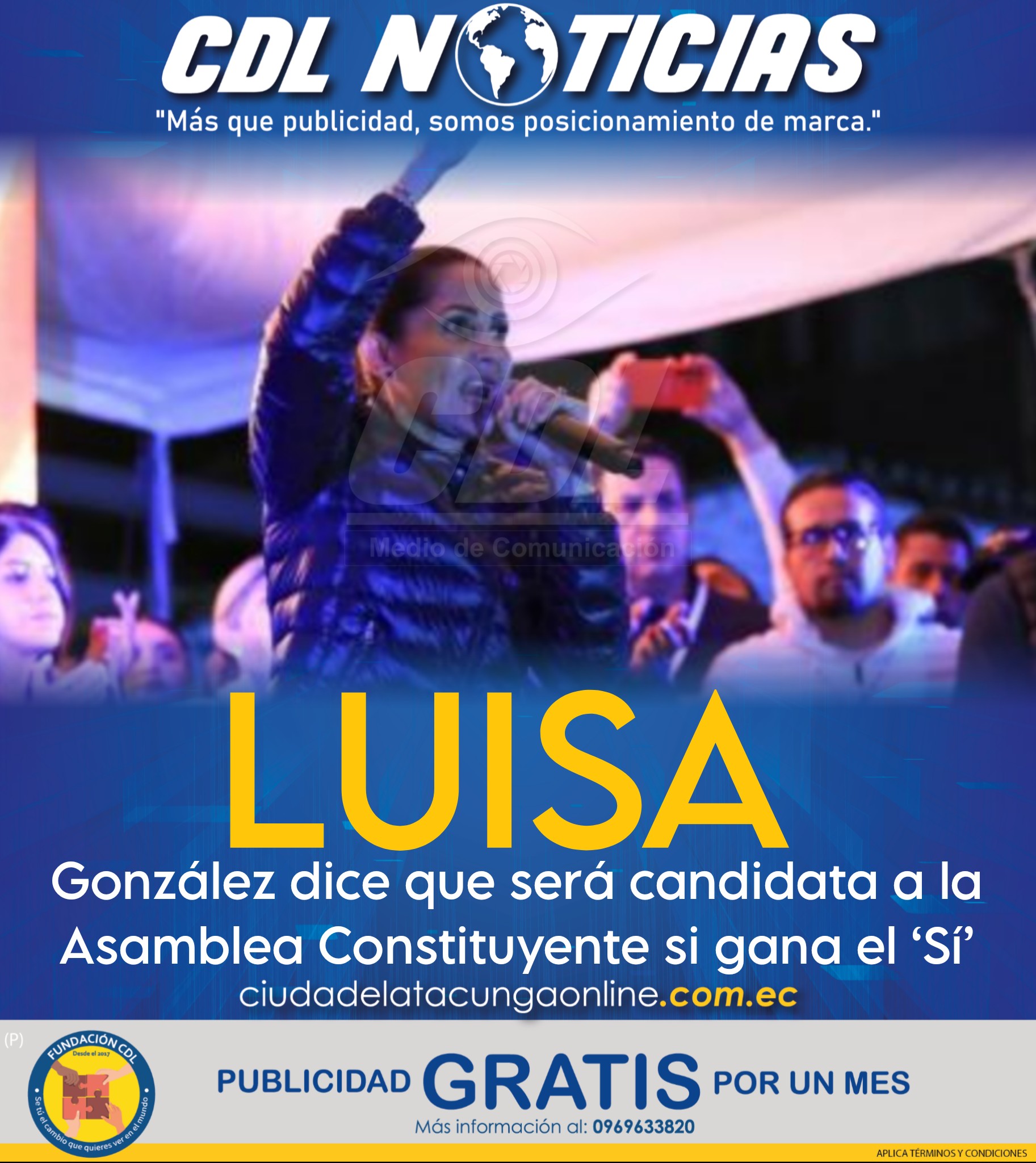 Luisa González dice que será candidata a la Asamblea Constituyente si gana el ‘Sí’
