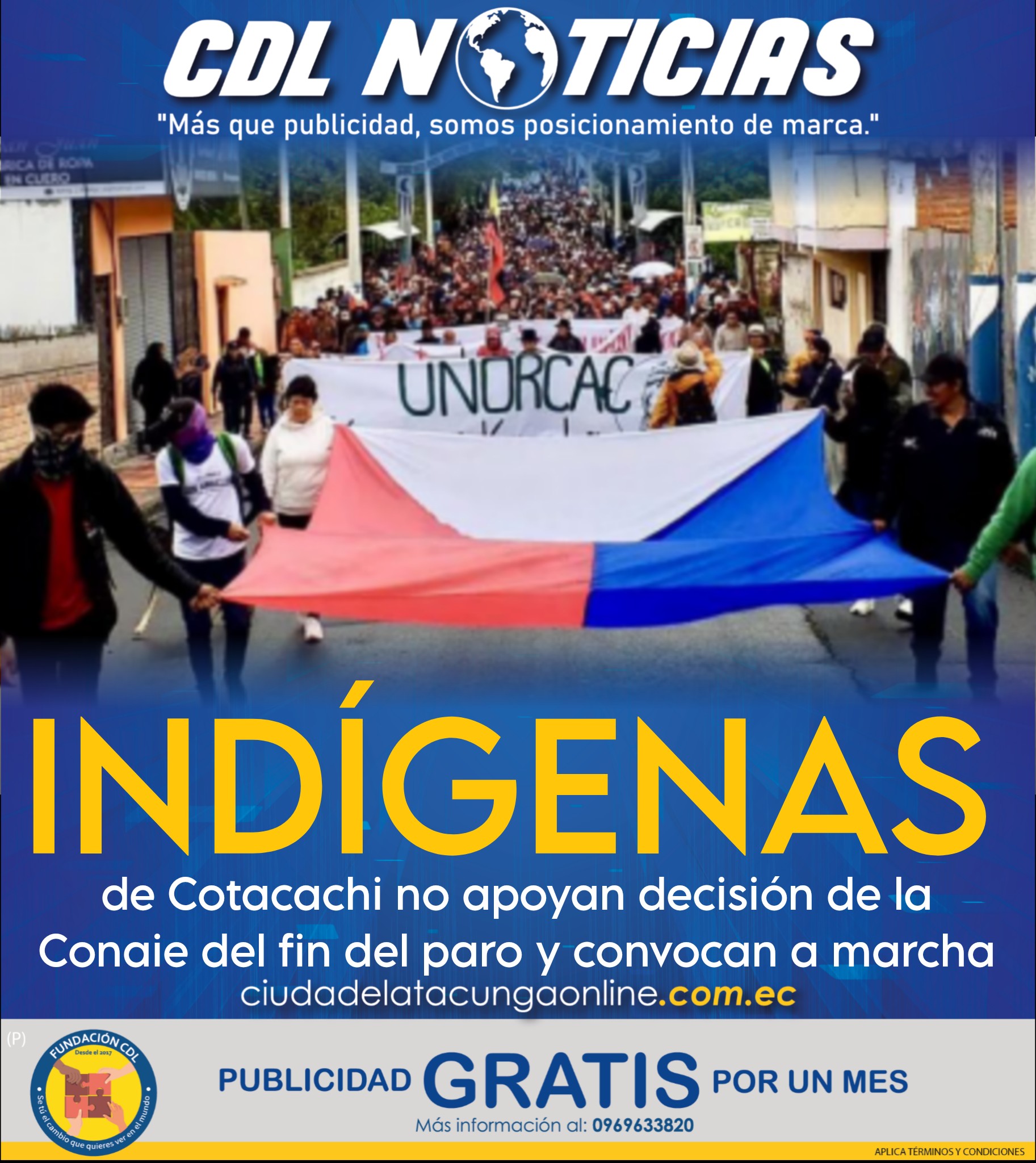 Indígenas de Cotacachi no apoyan decisión de la Conaie del fin del paro y convocan a marcha