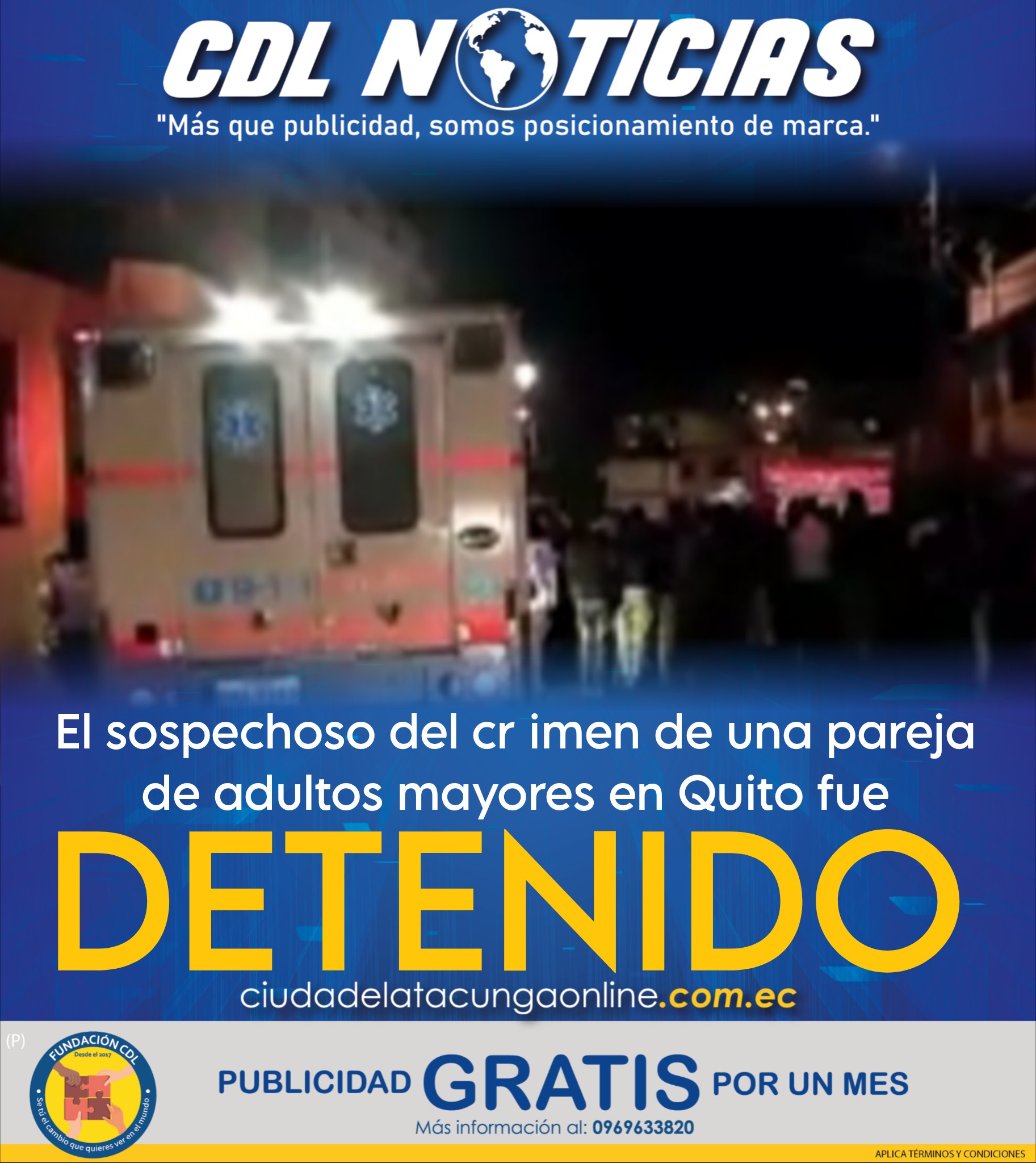 El sospechoso del cr imen de una pareja de adultos mayores en Quito fue detenido