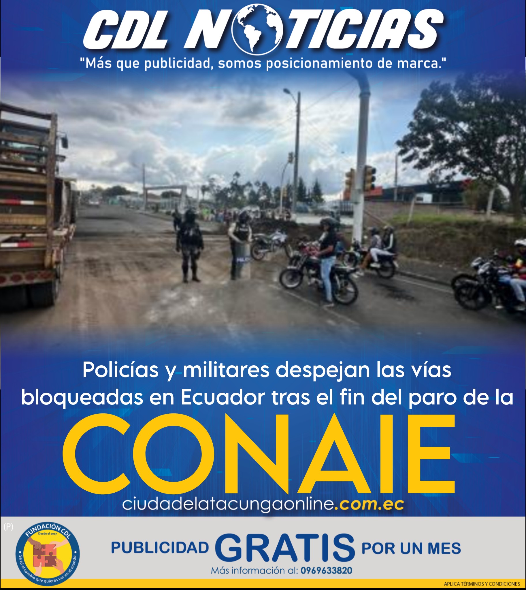 Policías y militares despejan las vías bloqueadas en Ecuador tras el fin del paro de la Conaie