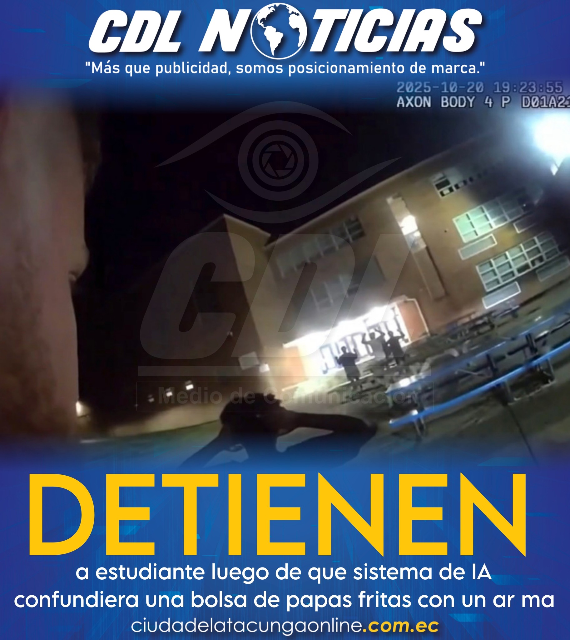 Detienen a estudiante luego de que sistema de IA confundiera una bolsa de papas fritas con un ar ma