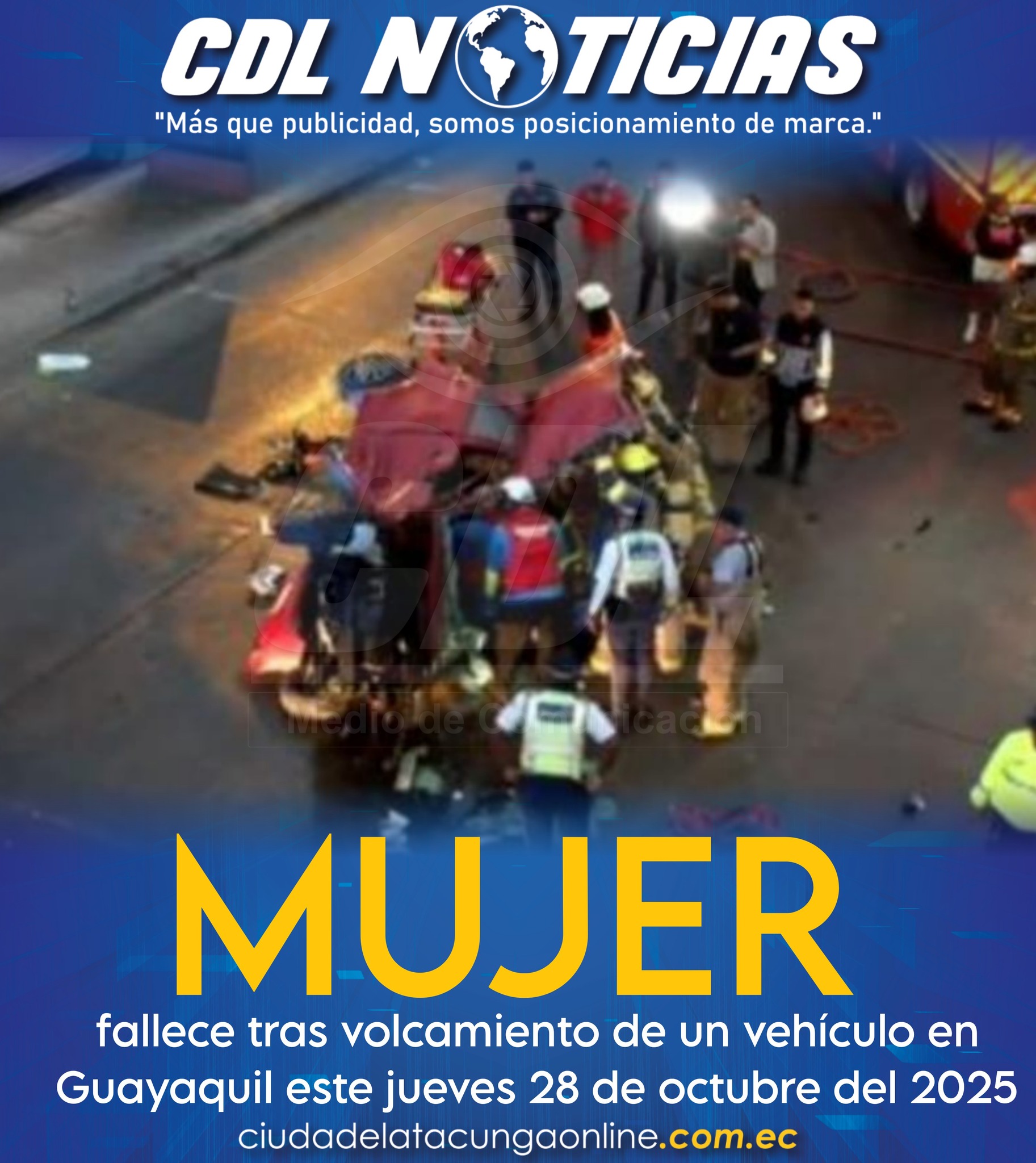 Mujer fallece tras volcamiento de un vehículo en Guayaquil este jueves 28 de octubre del 2025