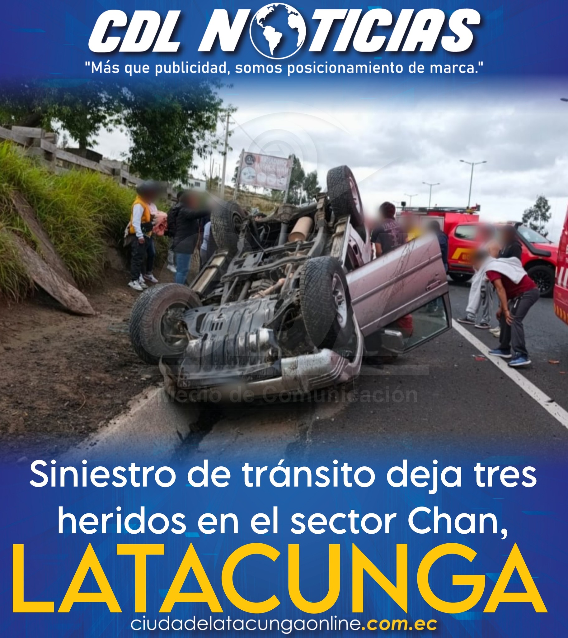 Siniestro de tránsito deja tres heridos en el sector Chan, Latacunga