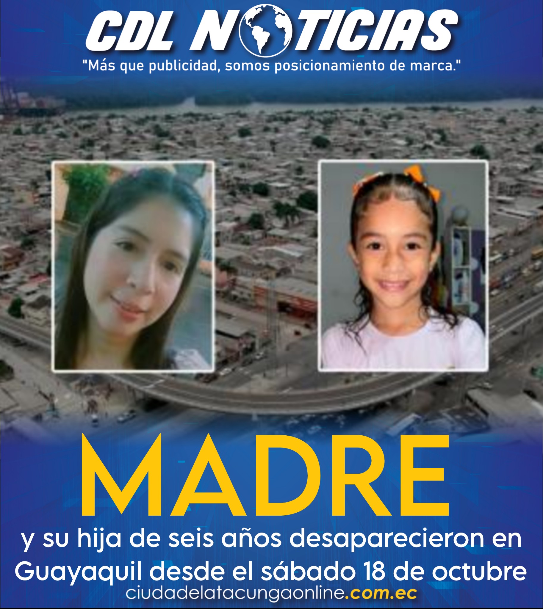 Madre y su hija de seis años desaparecieron en Guayaquil desde el sábado 18 de octubre