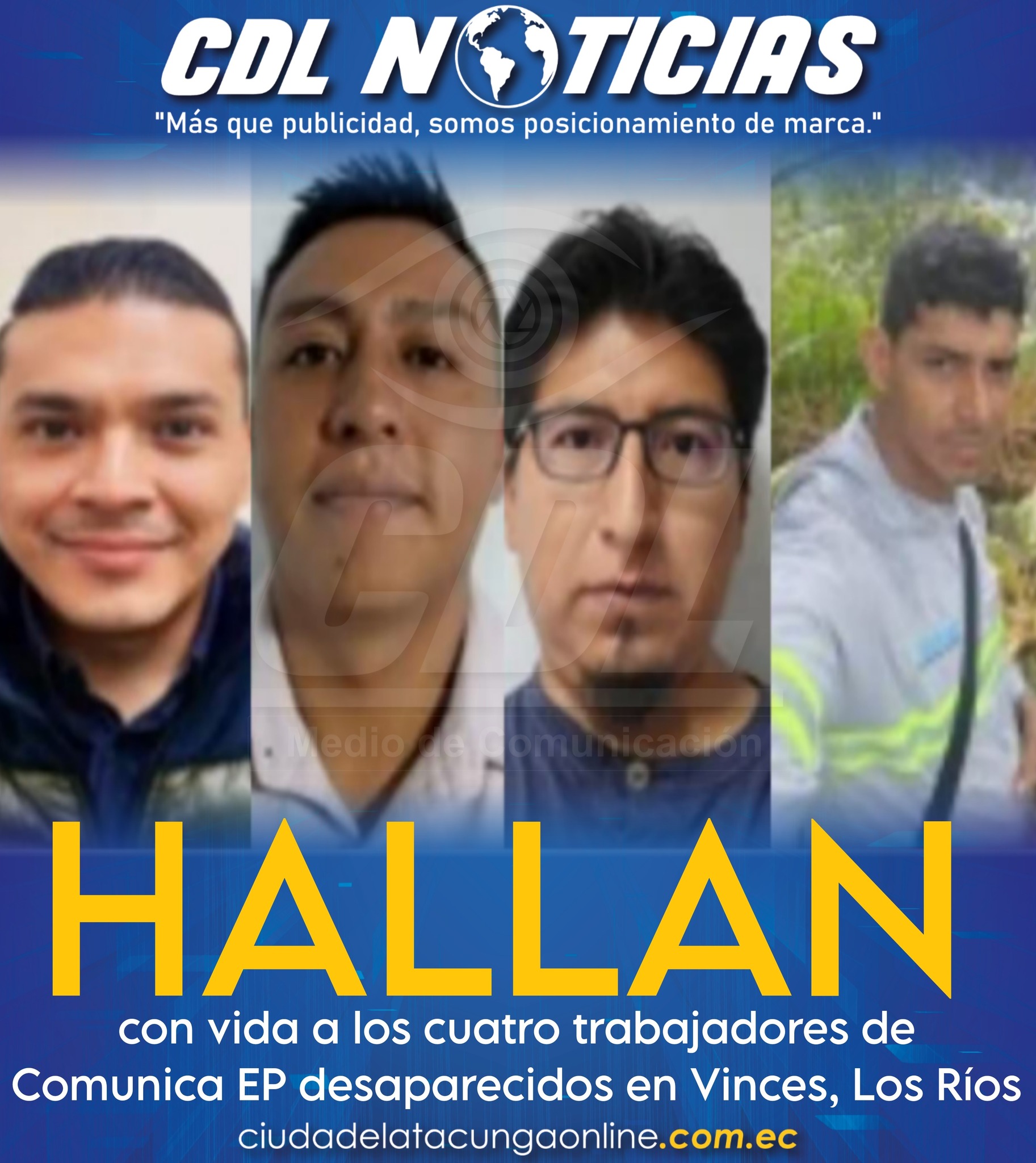 Hallan con vida a los cuatro trabajadores de Comunica EP desaparecidos en Vinces, Los Ríos