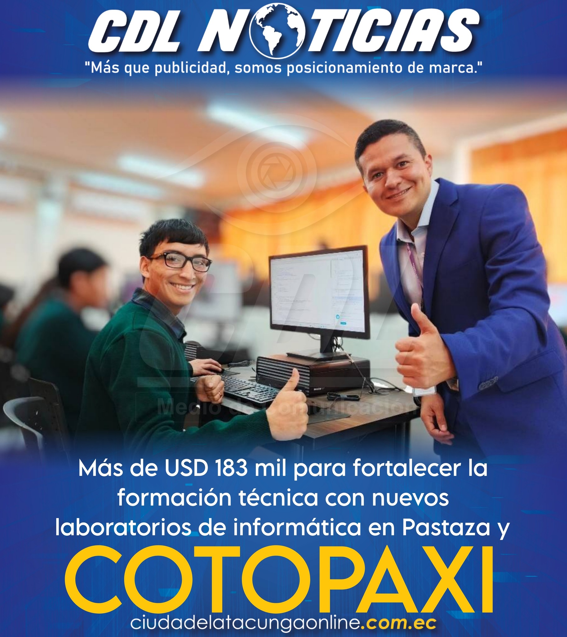 Más de USD 183 mil para fortalecer la formación técnica con nuevos laboratorios de informática en Pastaza y Cotopaxi