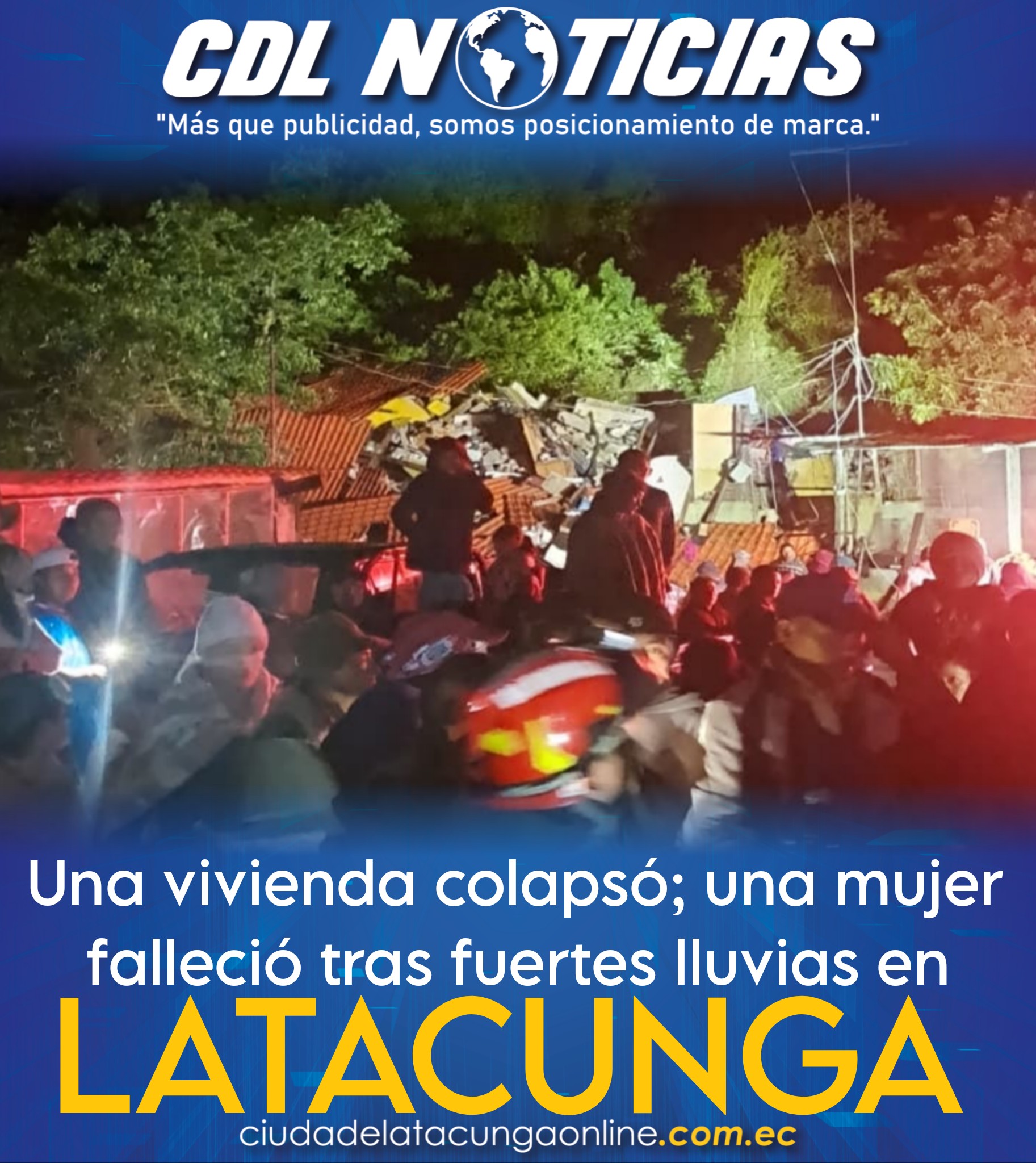 Una vivienda colapsó; una mujer falleció tras fuertes lluvias en Latacunga