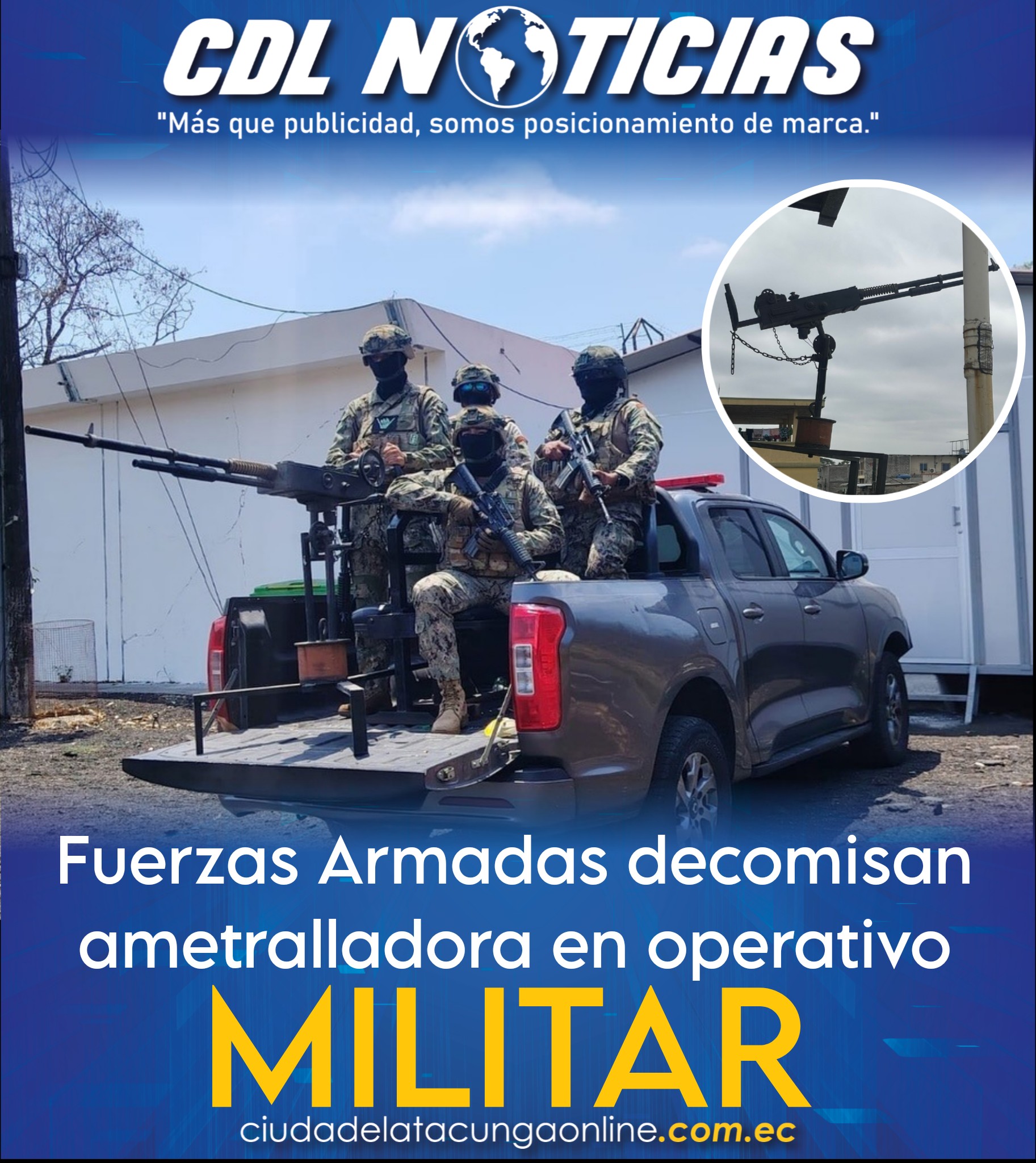 Fuerzas Armadas decomisan ametralladora en operativo militar
