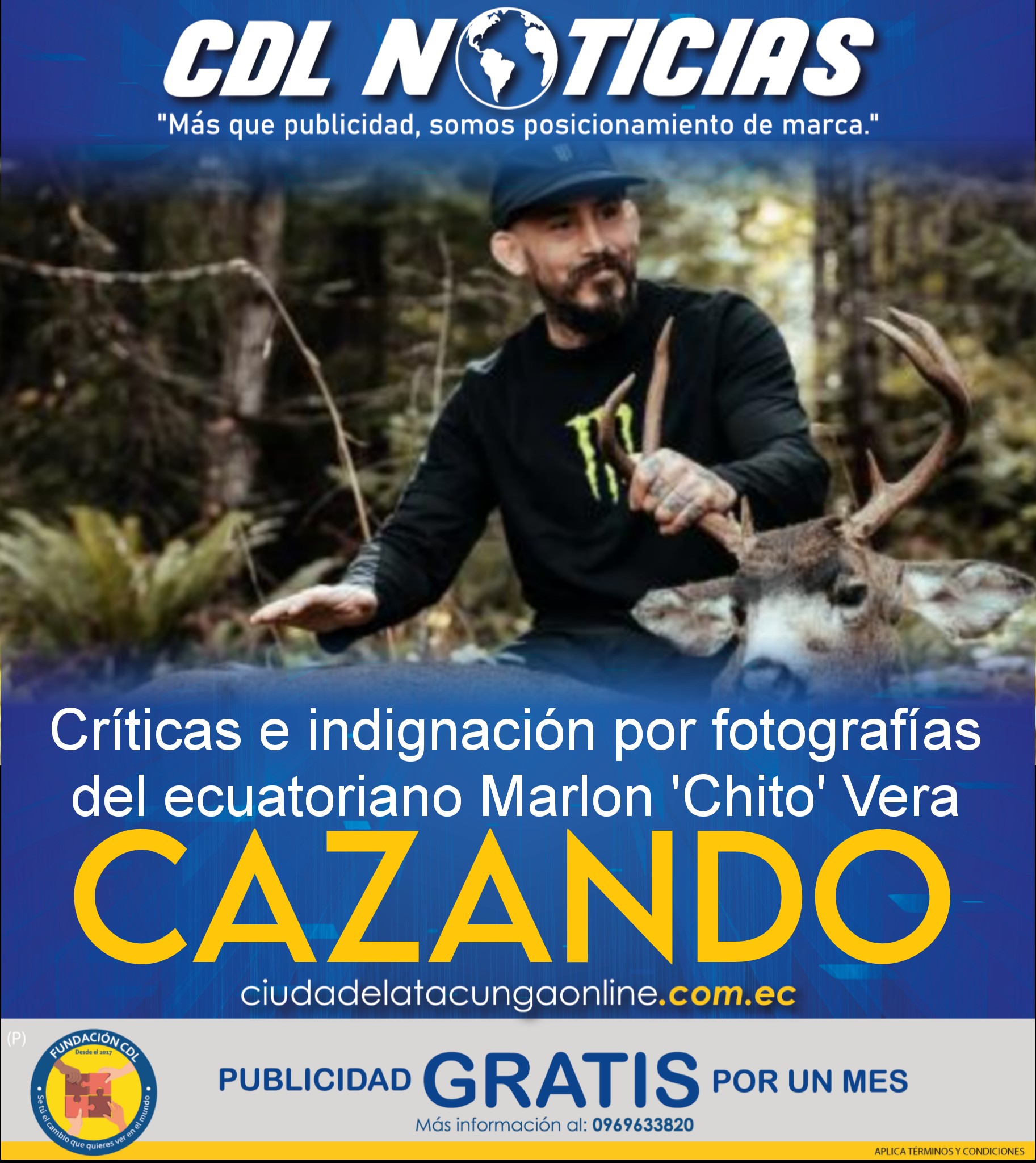 Críticas e indignación por fotografías del ecuatoriano Marlon ‘Chito’ Vera cazando