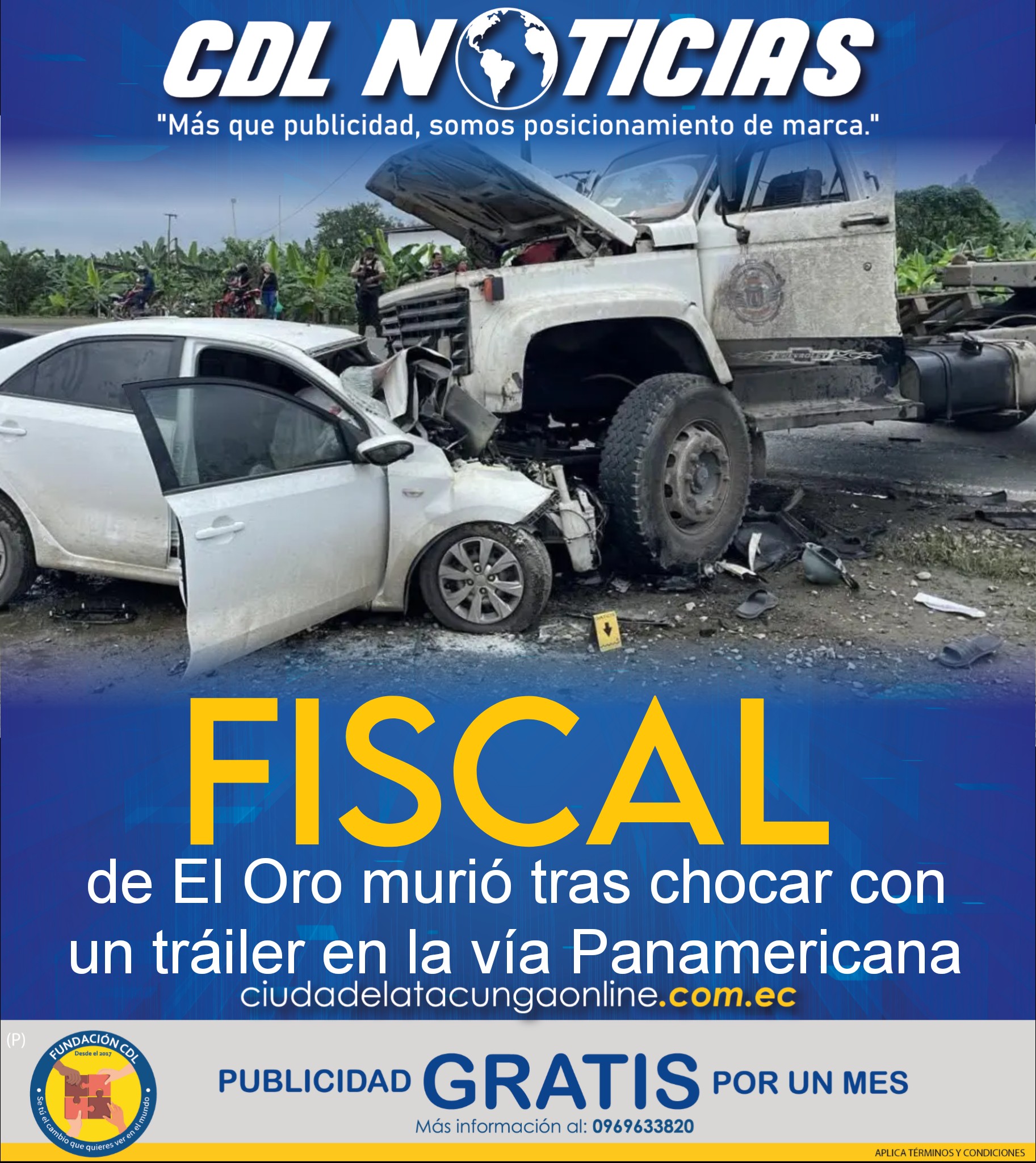 Un fiscal de El Oro murió tras chocar con un tráiler en la vía Panamericana
