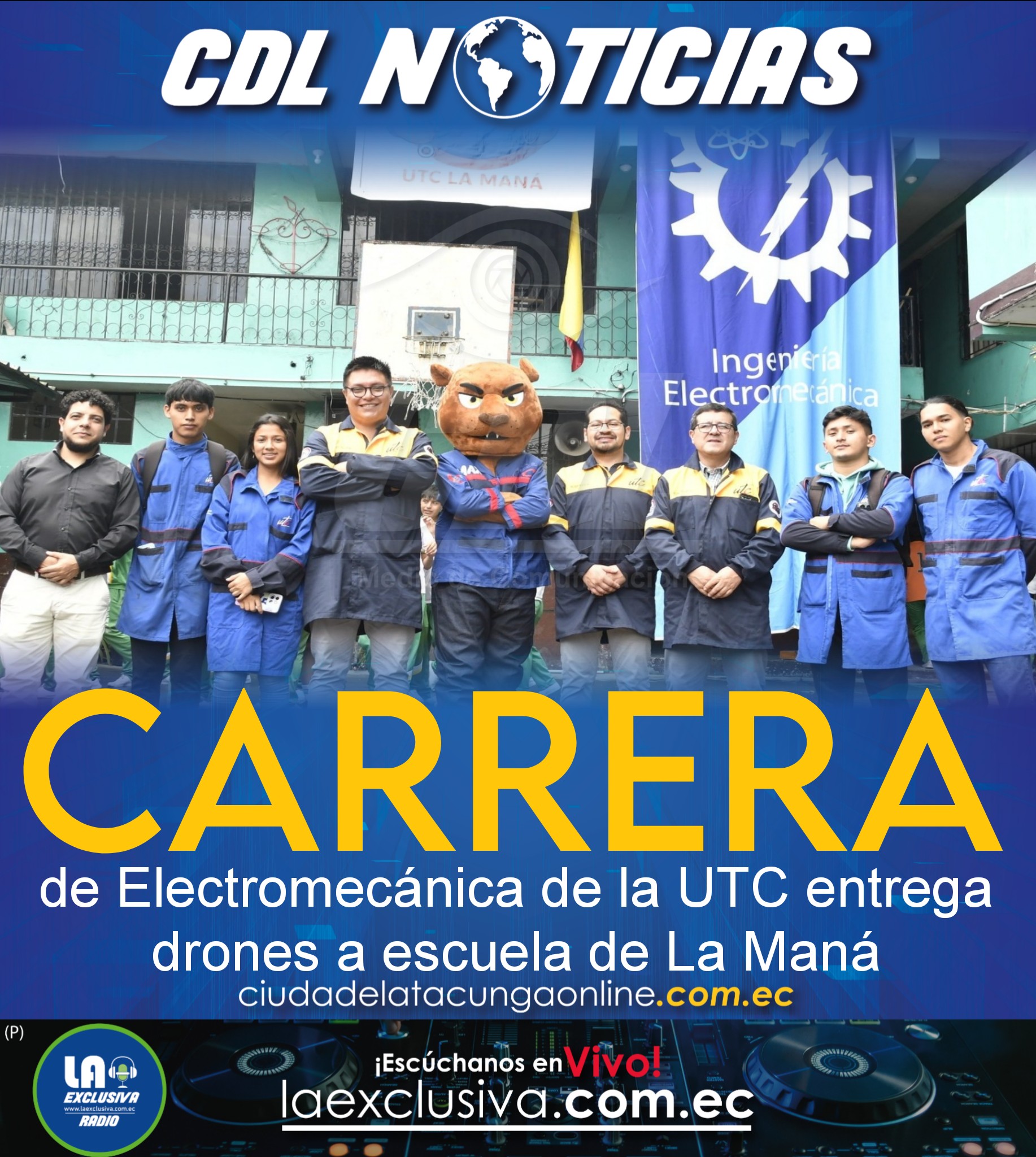 Carrera de Electromecánica de la UTC entrega drones a escuela de La Maná