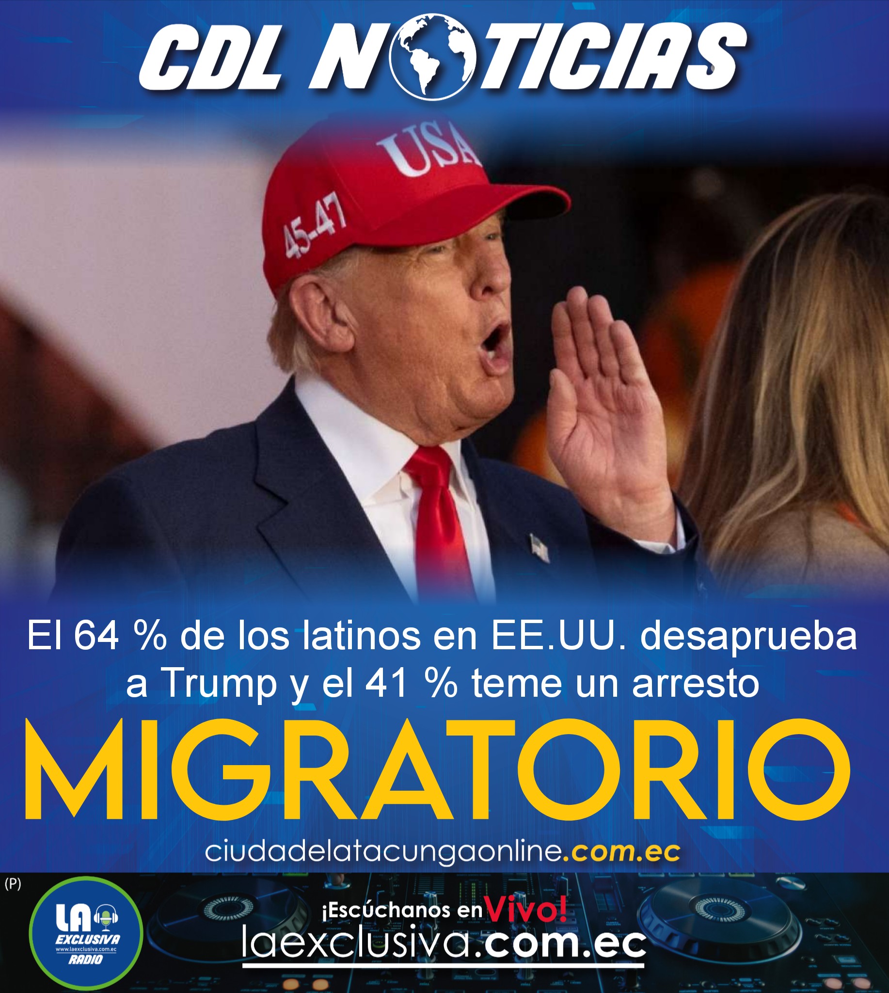 El 64 % de los latinos en EE.UU. desaprueba a Trump y el 41 % teme un arresto migratorio