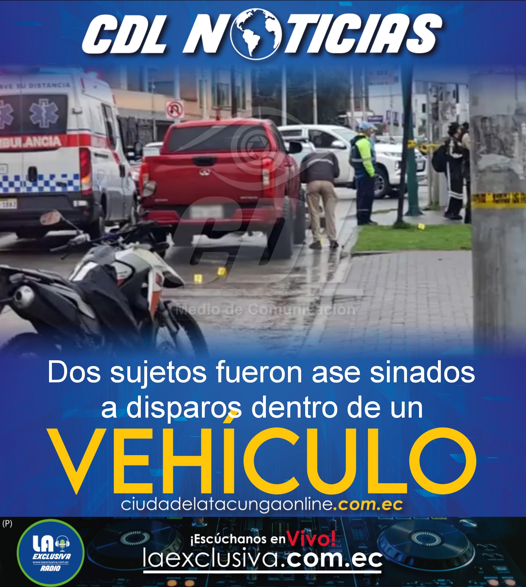 Cuenca: Dos sujetos fueron ases inados a di sparos dentro de un vehículo