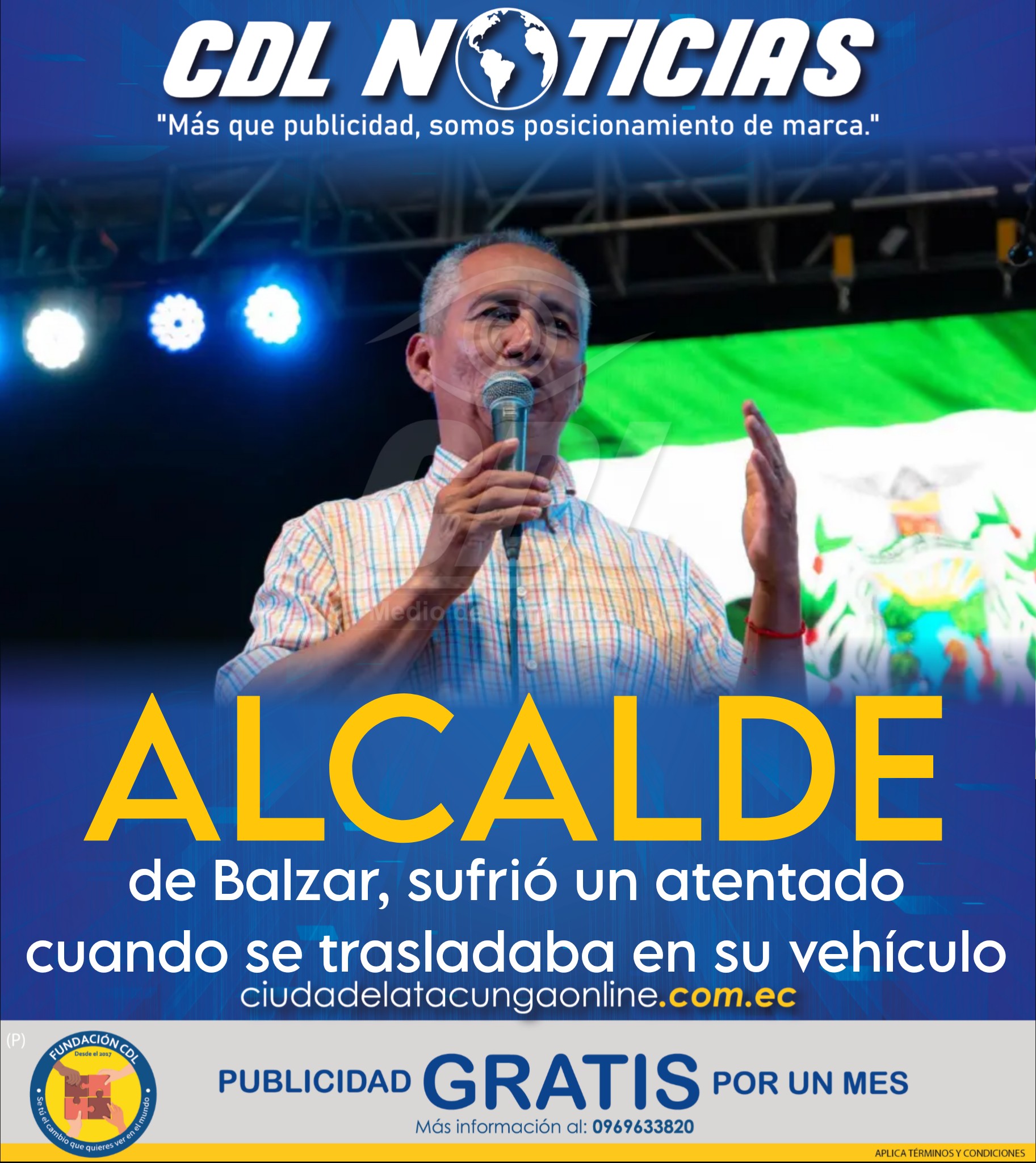 Galo Meza, alcalde de Balzar, sufrió un atentado cuando se trasladaba en su vehículo