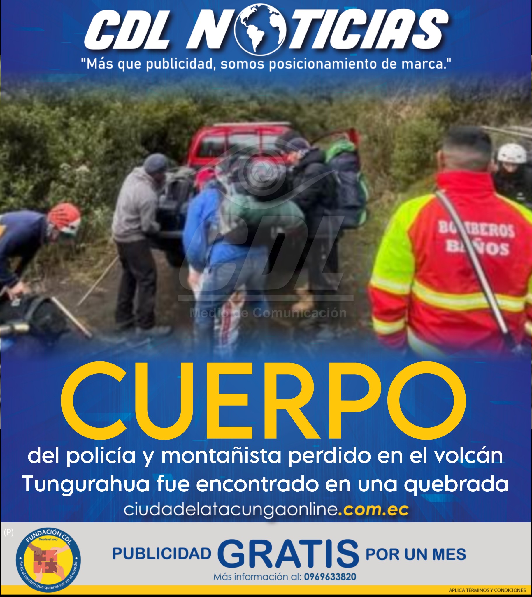 Cuerpo del policía y montañista perdido en el volcán Tungurahua fue encontrado en una quebrada