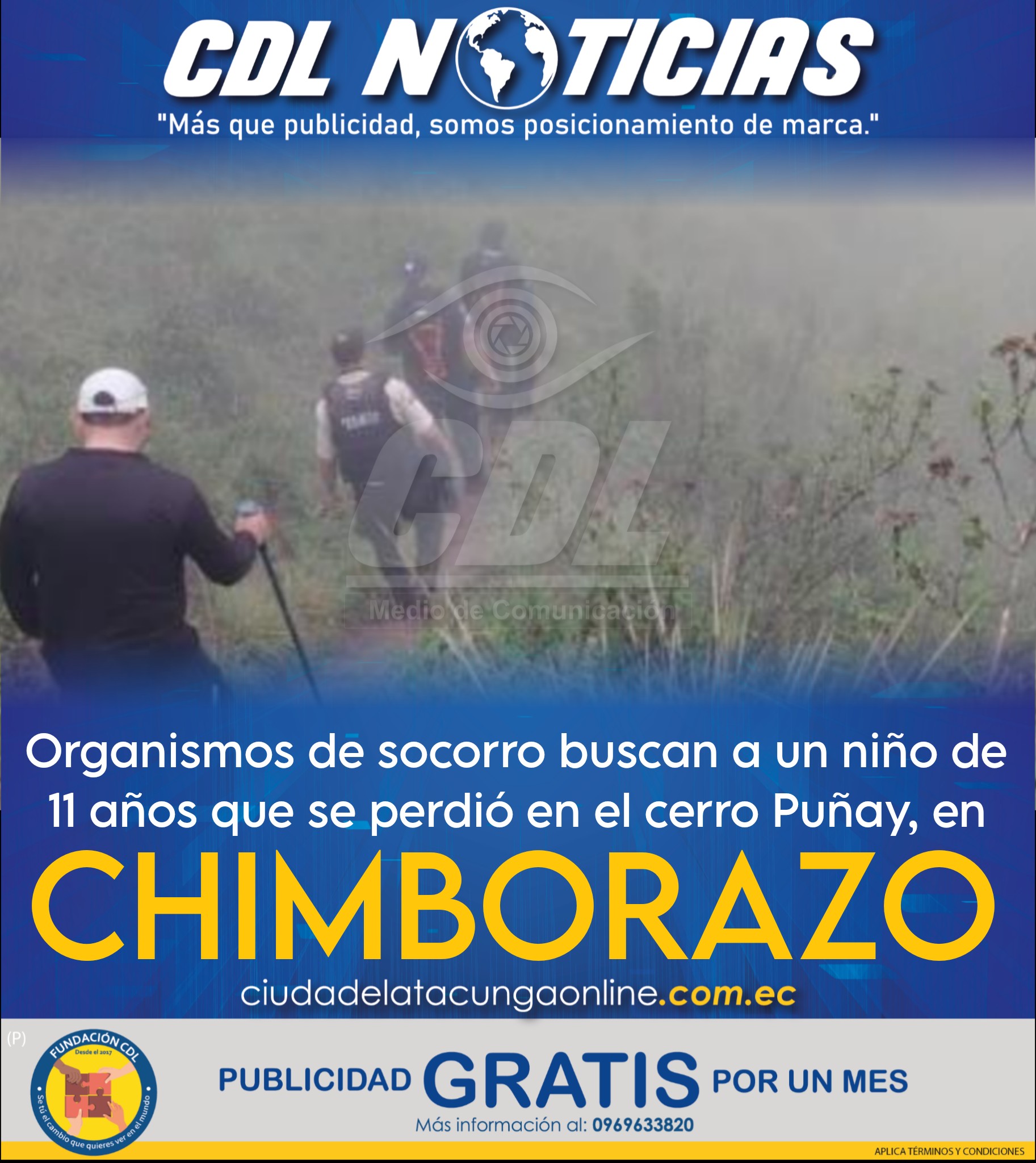 Organismos de socorro buscan a un niño de 11 años que se perdió en el cerro Puñay, en Chimborazo