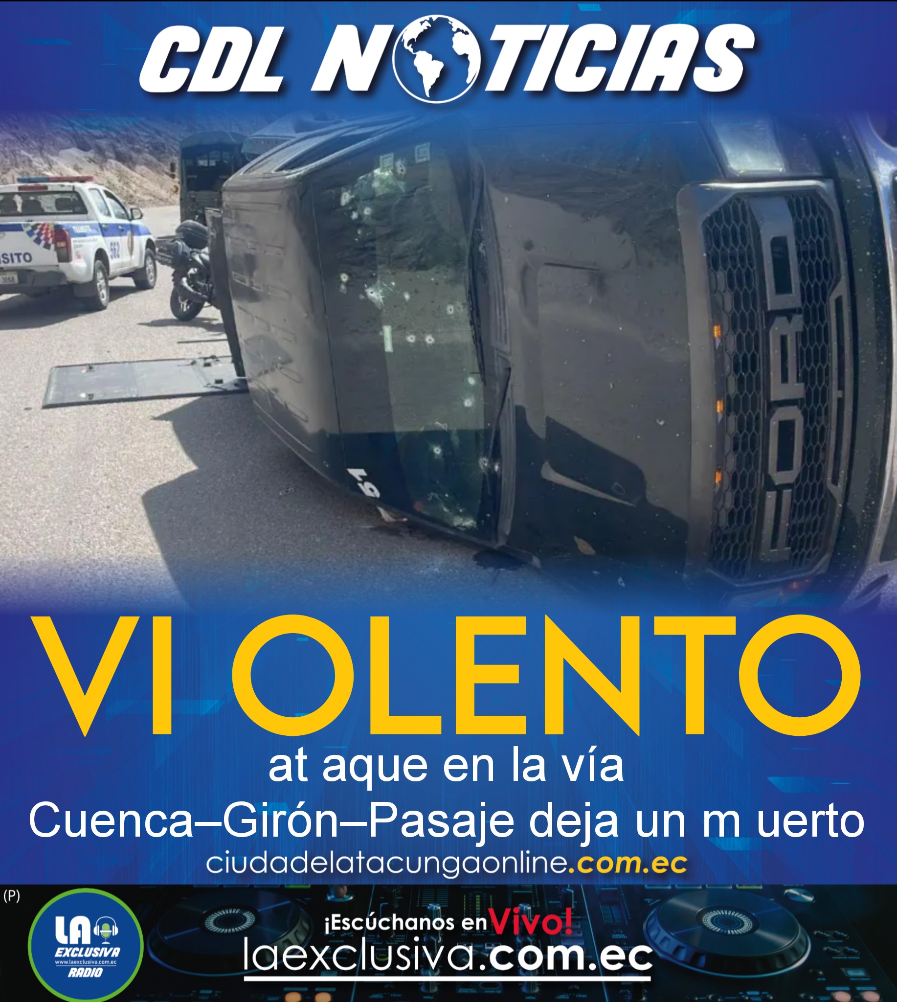 Vi olento at aque en la vía Cuenca–Girón–Pasaje deja un m uerto