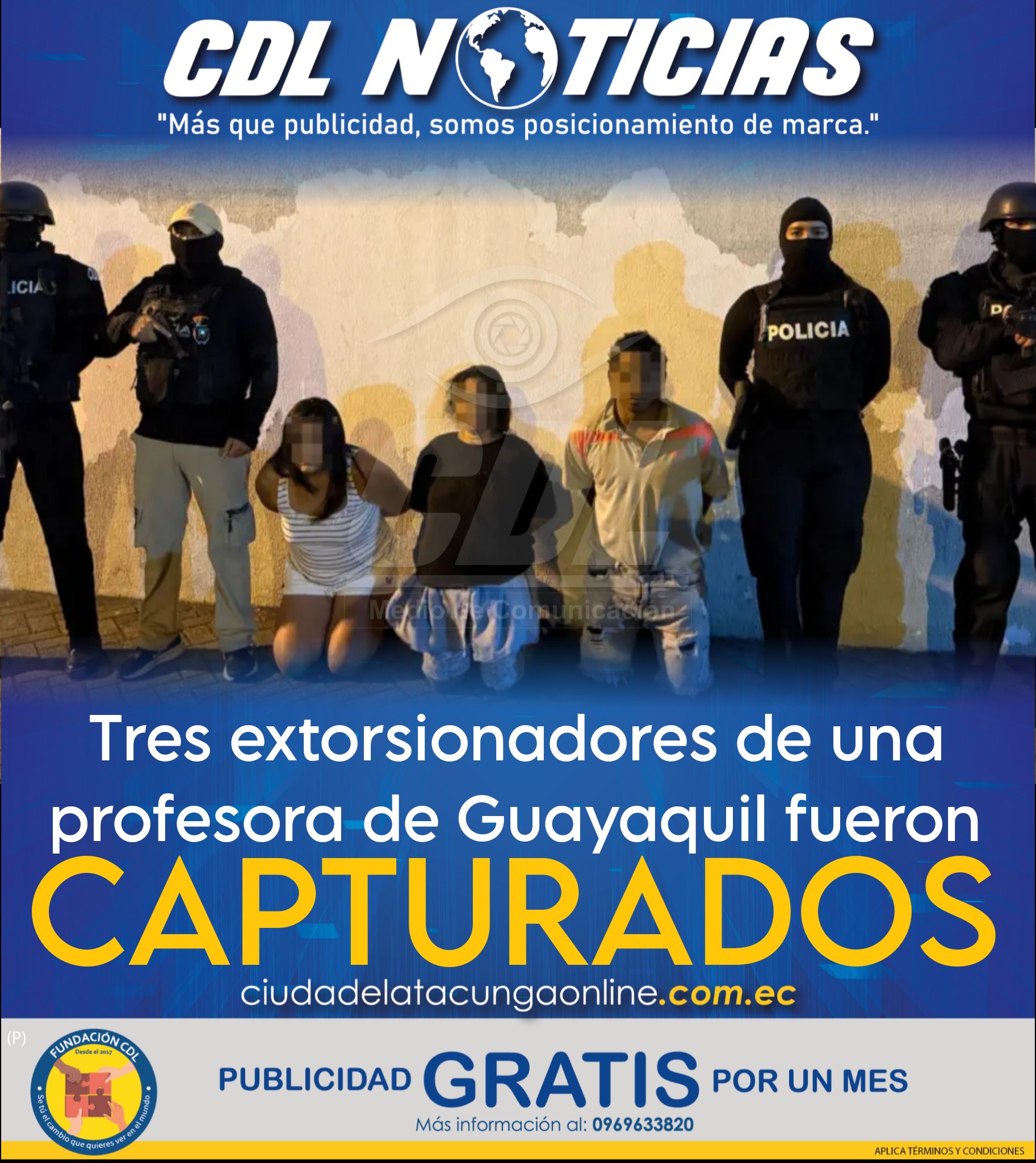 Tres extor sionadores de una profesora de Guayaquil fueron capturados