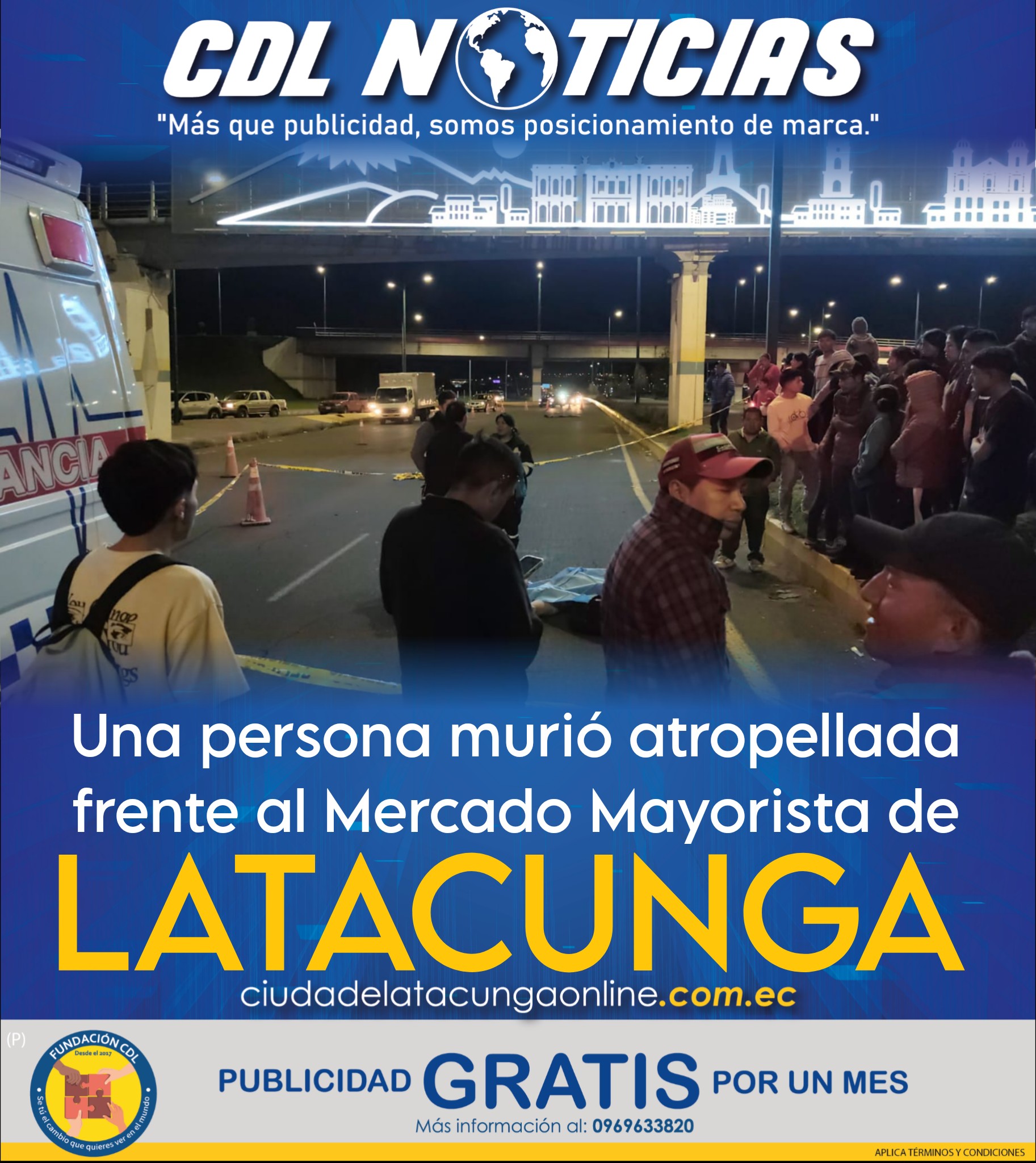 Una persona murió atropellada frente al Mercado Mayorista de Latacunga