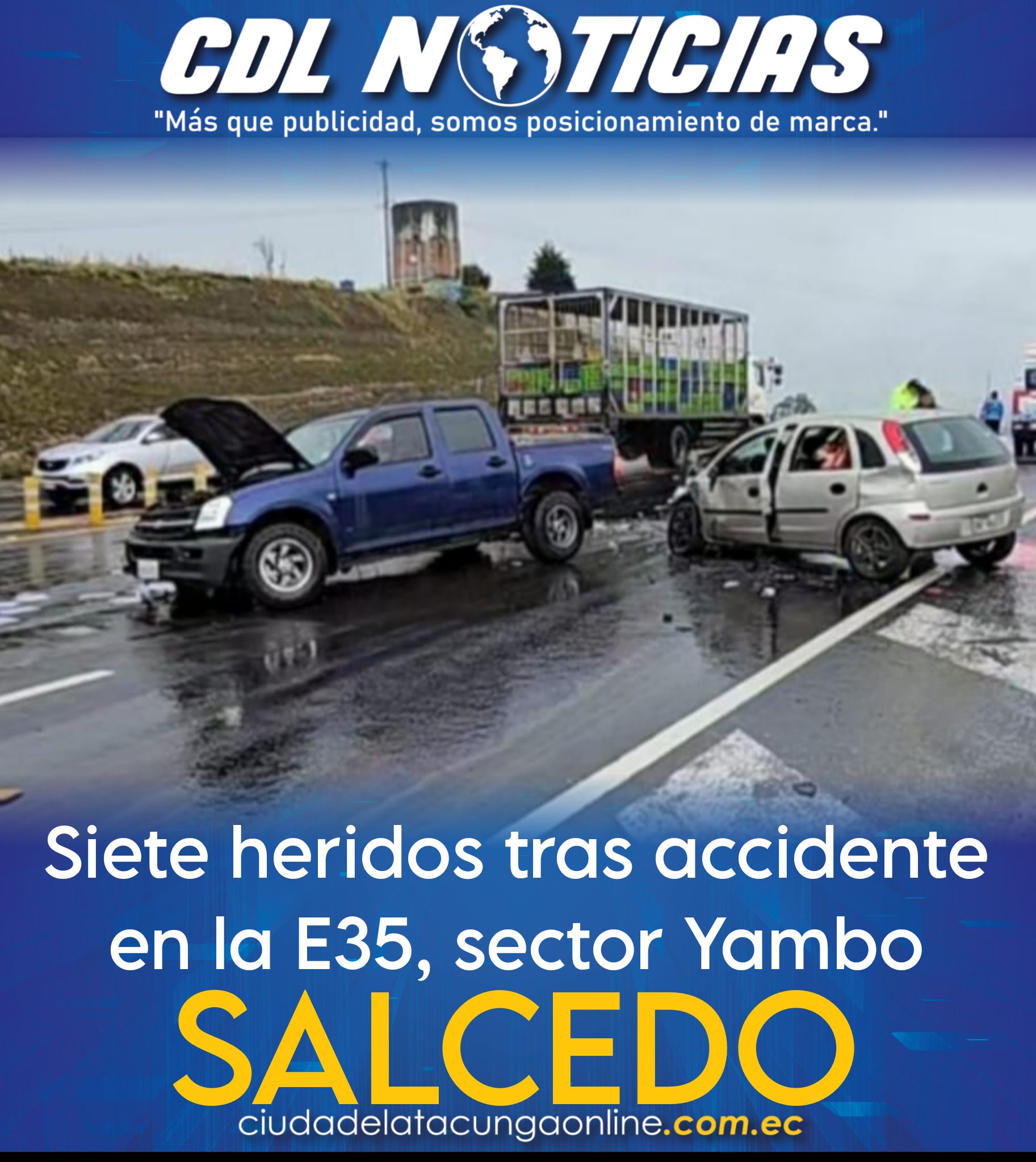 Siete heridos tras accidente en la E35, sector Yambo Salcedo