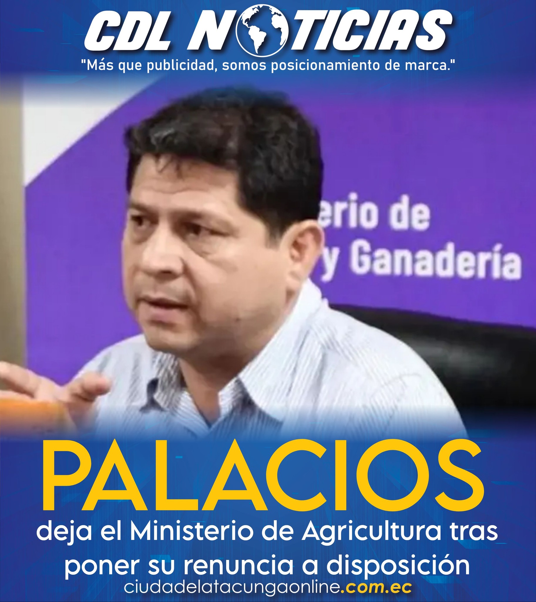 Danilo Palacios deja el Ministerio de Agricultura tras poner su renuncia a disposición