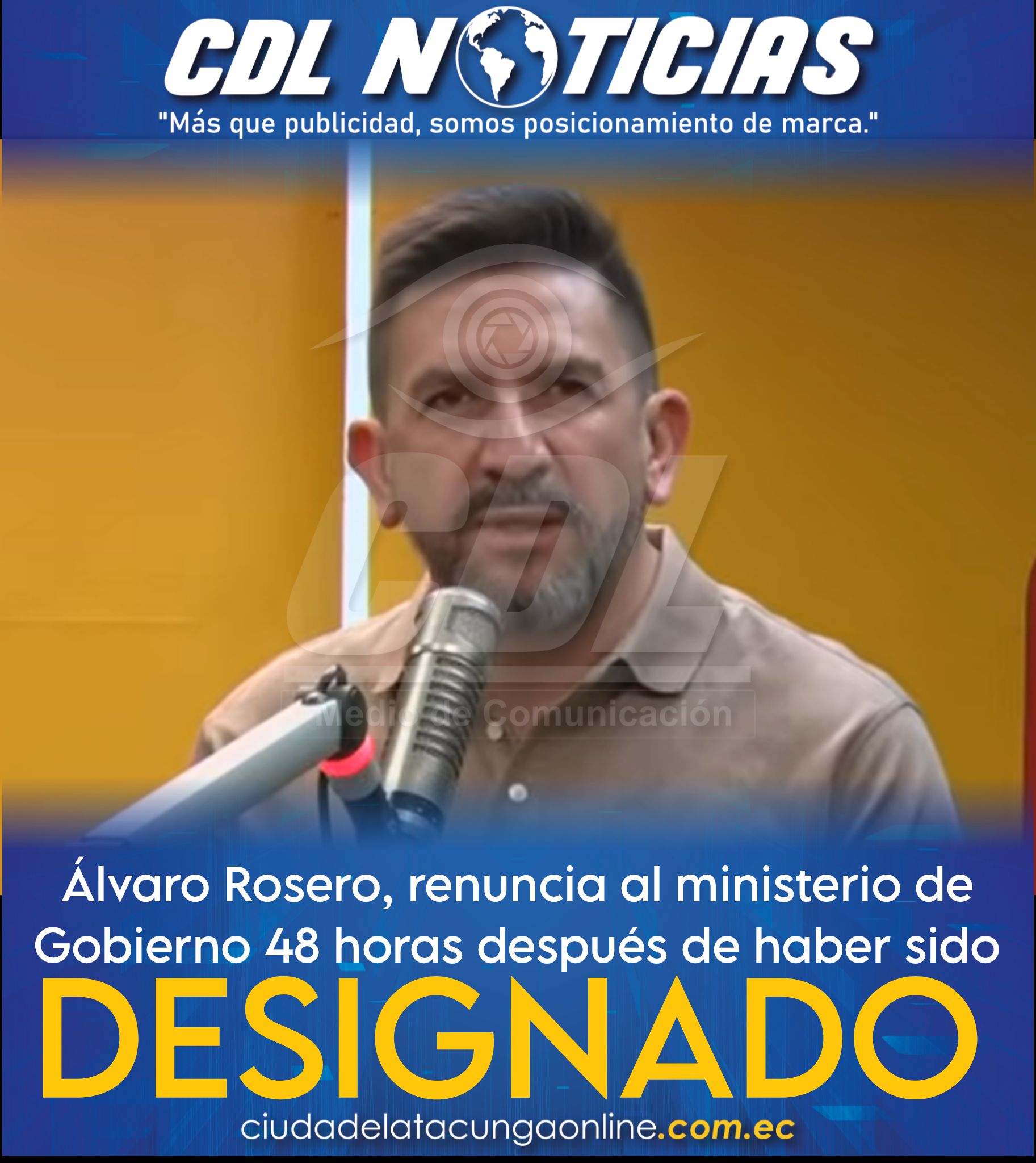 Álvaro Rosero, renuncia al ministerio de Gobierno 48 horas después de haber sido designado