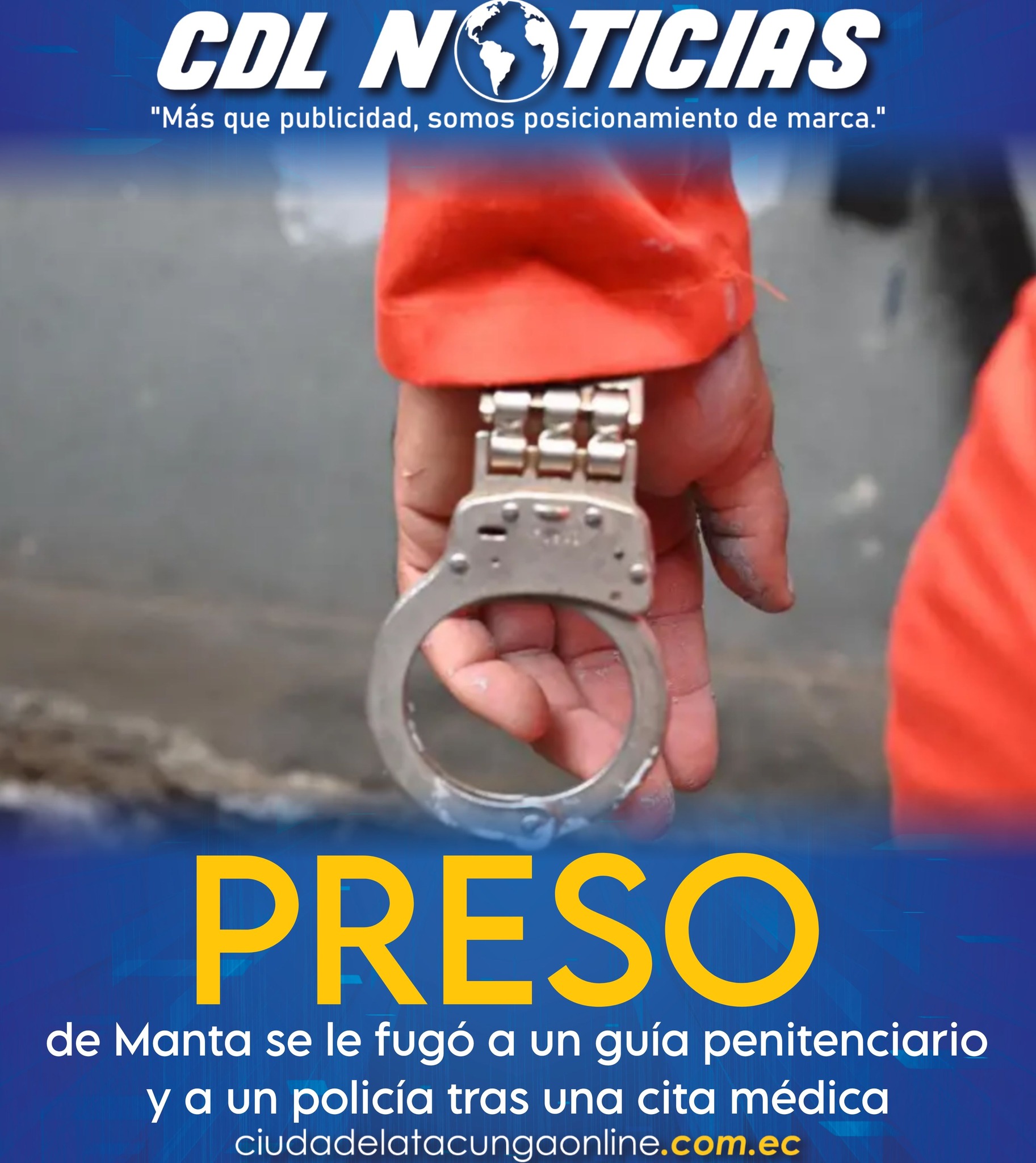 Un preso de Manta se le fugó a un guía penitenciario y a un policía tras una cita médica