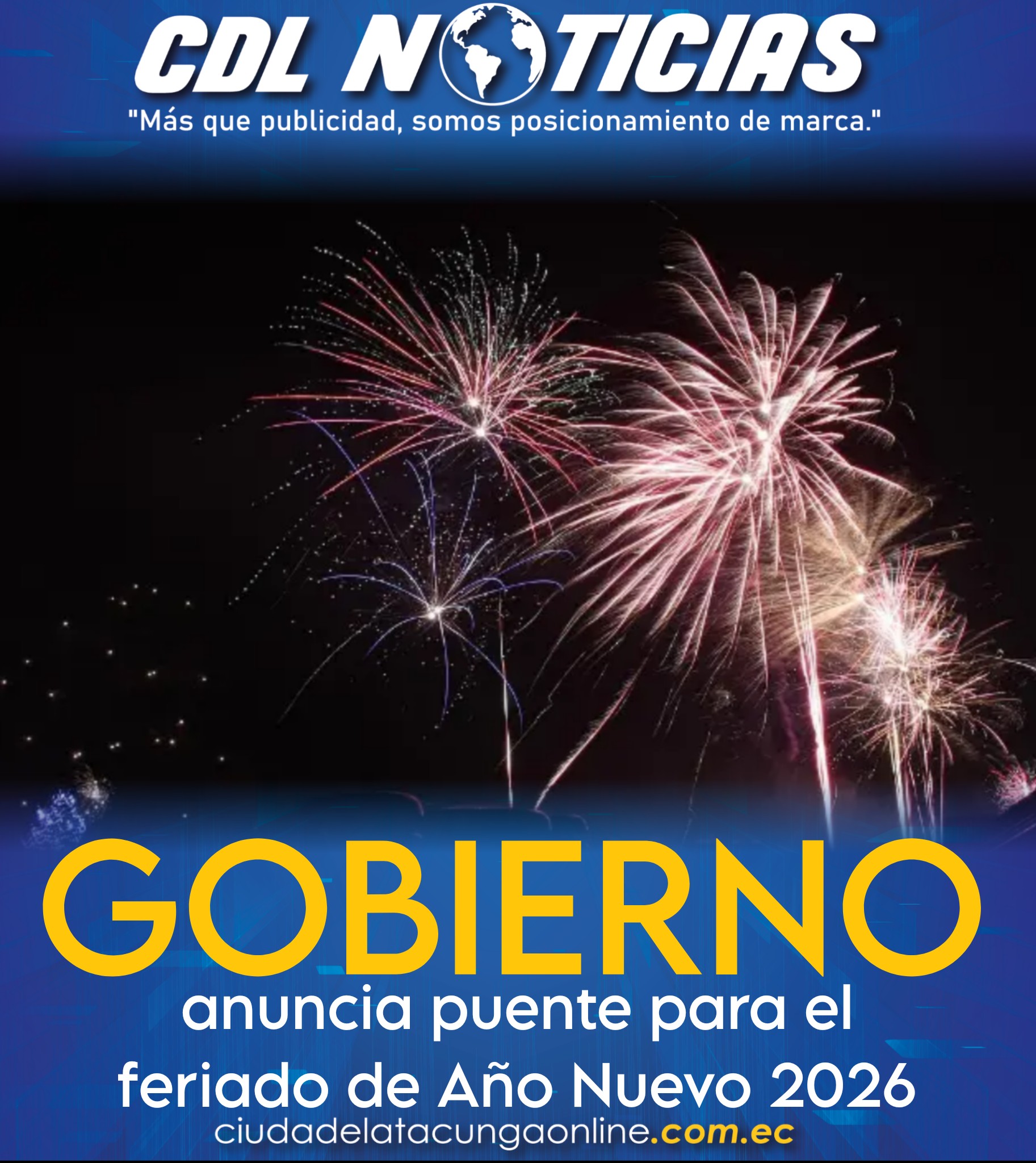 Gobierno anuncia puente para el feriado de Año Nuevo 2026