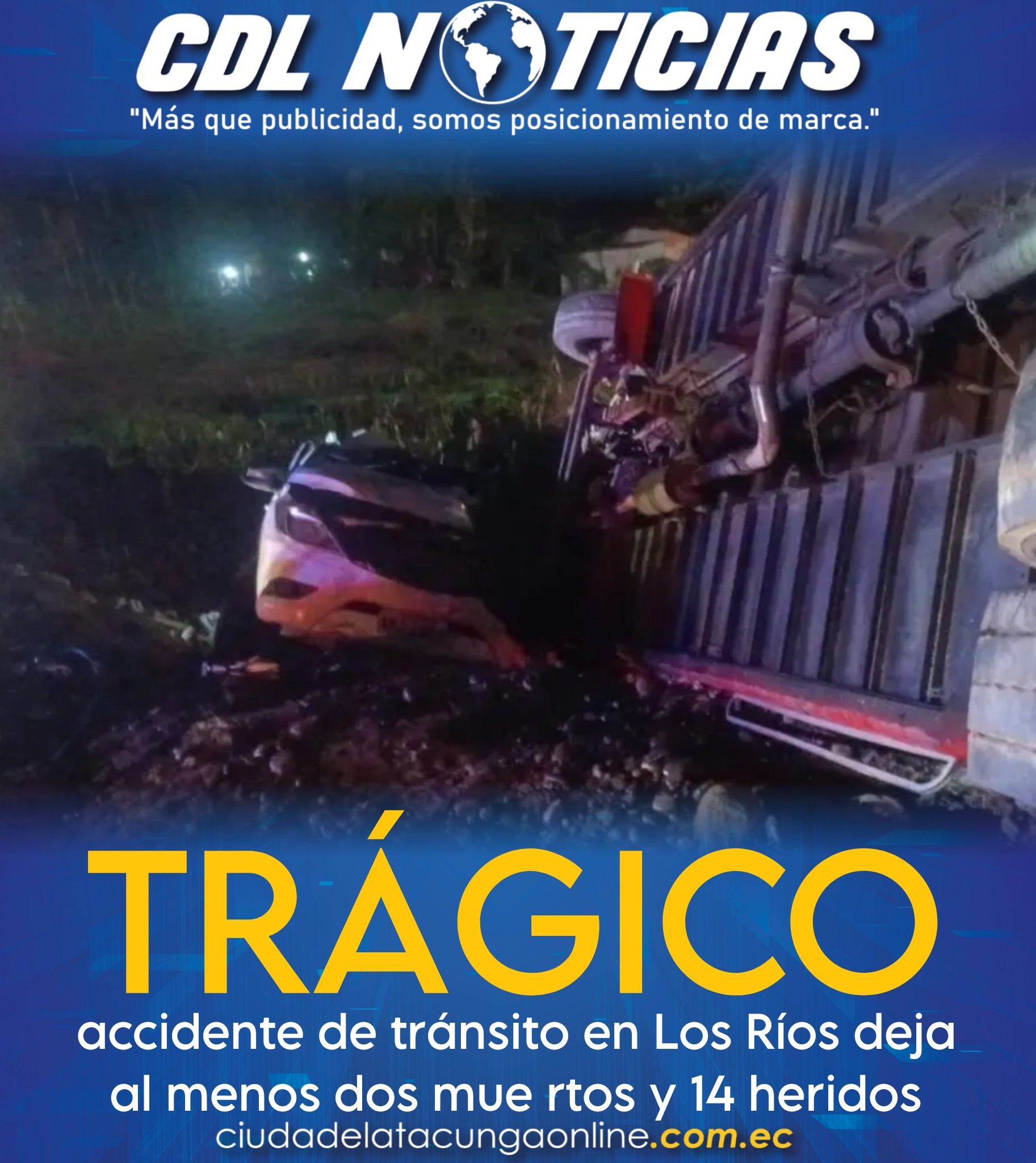Trágico accidente de tránsito en Los Ríos deja al menos dos muertos y 14 heridos