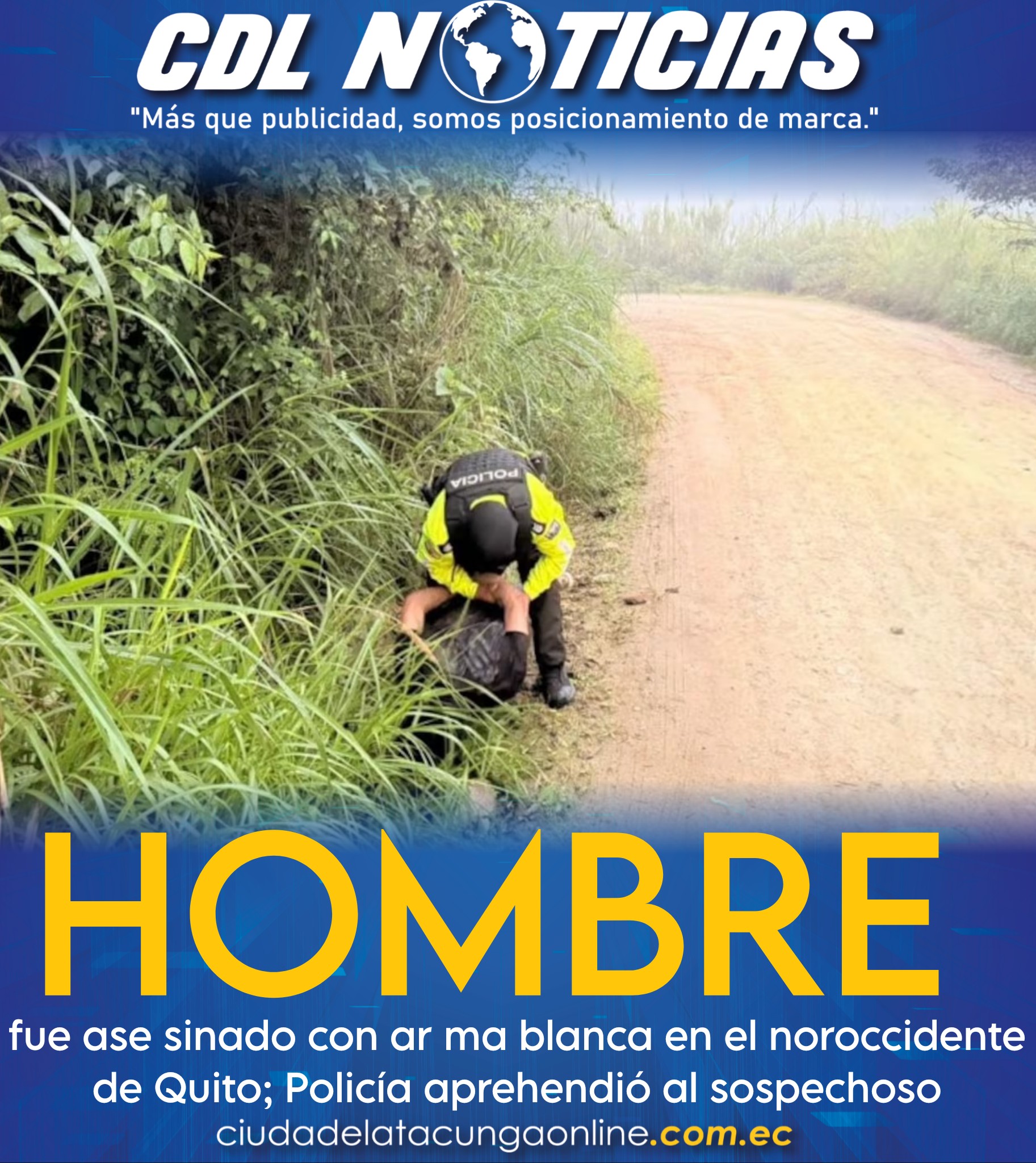 Hombre fue as esinado con a rma blanca en el noroccidente de Quito; Policía aprehendió al sospechoso