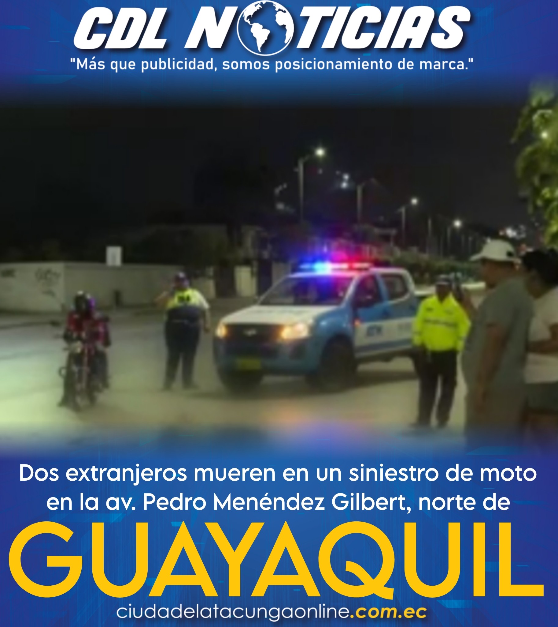 Dos extranjeros mueren en un siniestro de moto en la av. Pedro Menéndez Gilbert, norte de Guayaquil