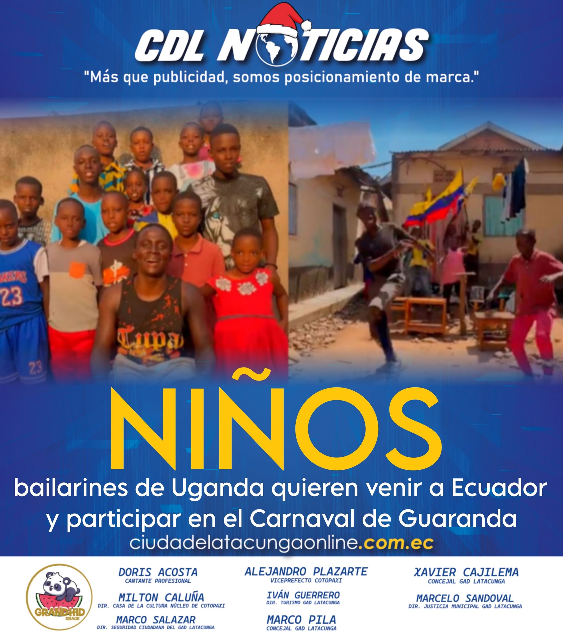 Niños bailarines de Uganda quieren venir a Ecuador y participar en el Carnaval de Guaranda