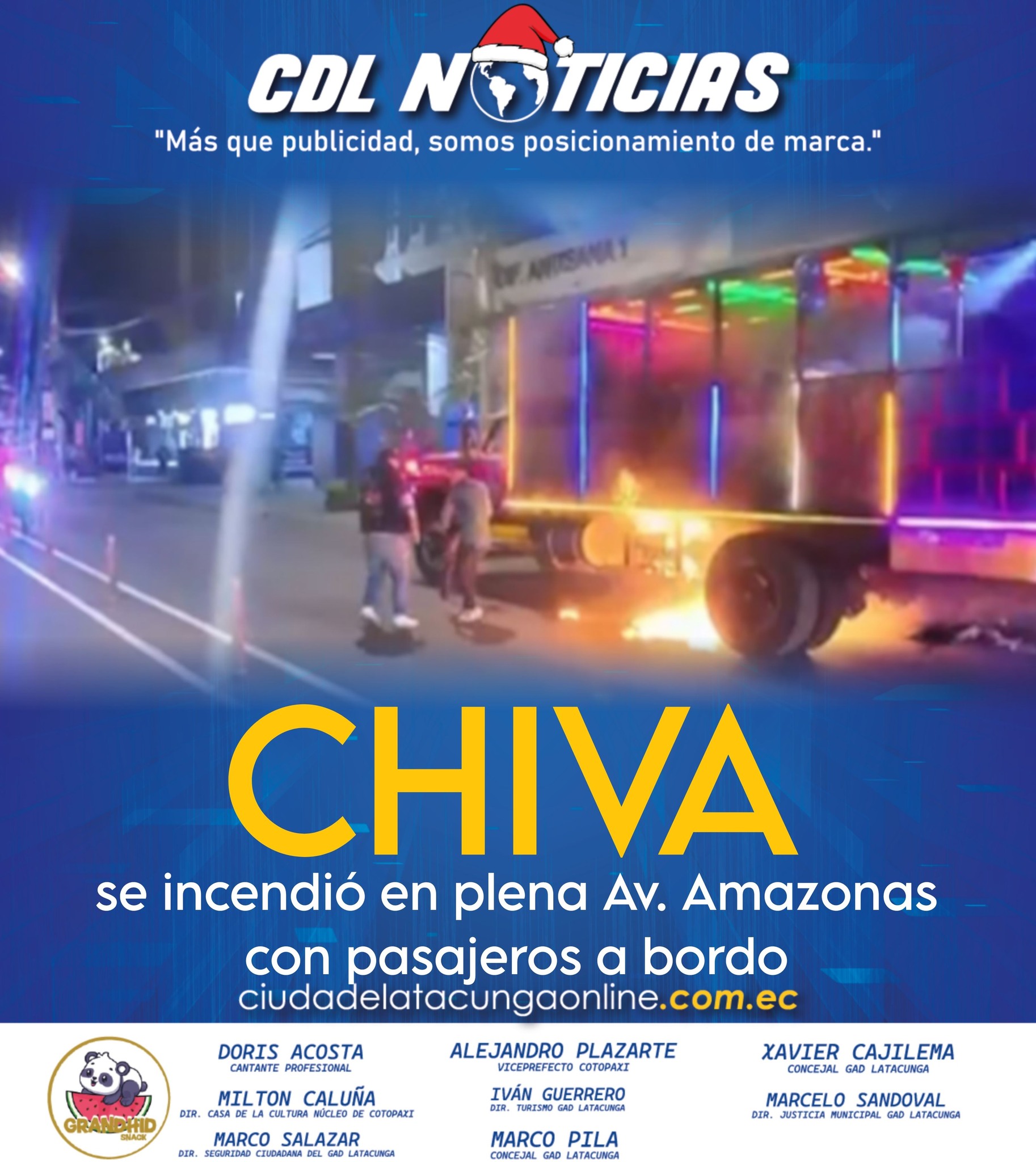 Chiva se incendió en plena Av. Amazonas con pasajeros a bordo