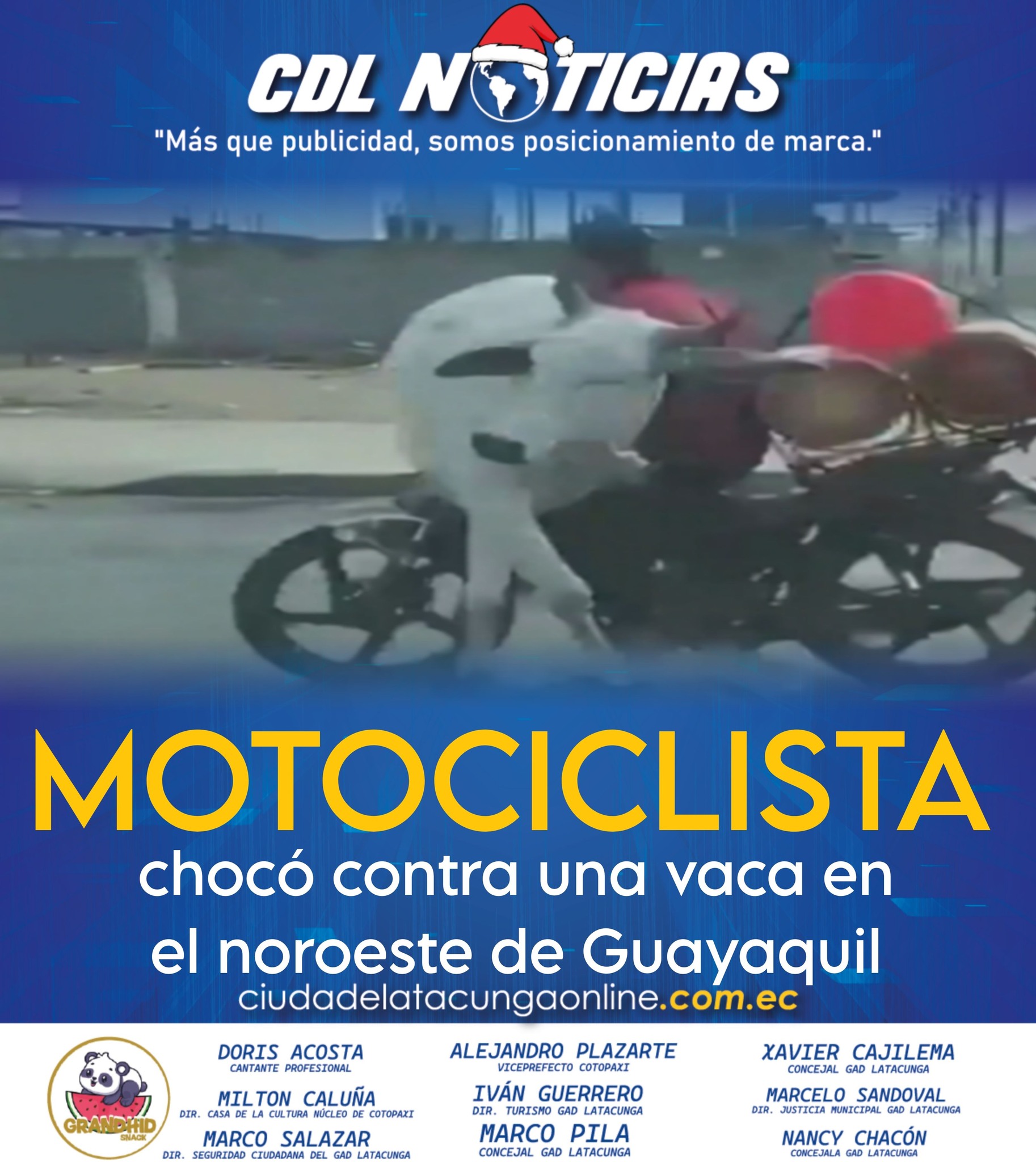 Un motociclista chocó contra una vaca en el noroeste de Guayaquil