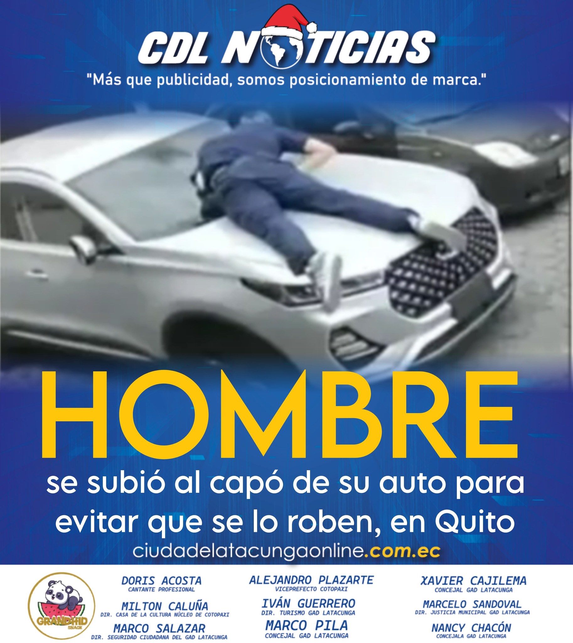 Un hombre se subió al capó de su auto para evitar que se lo ro ben, en Quito