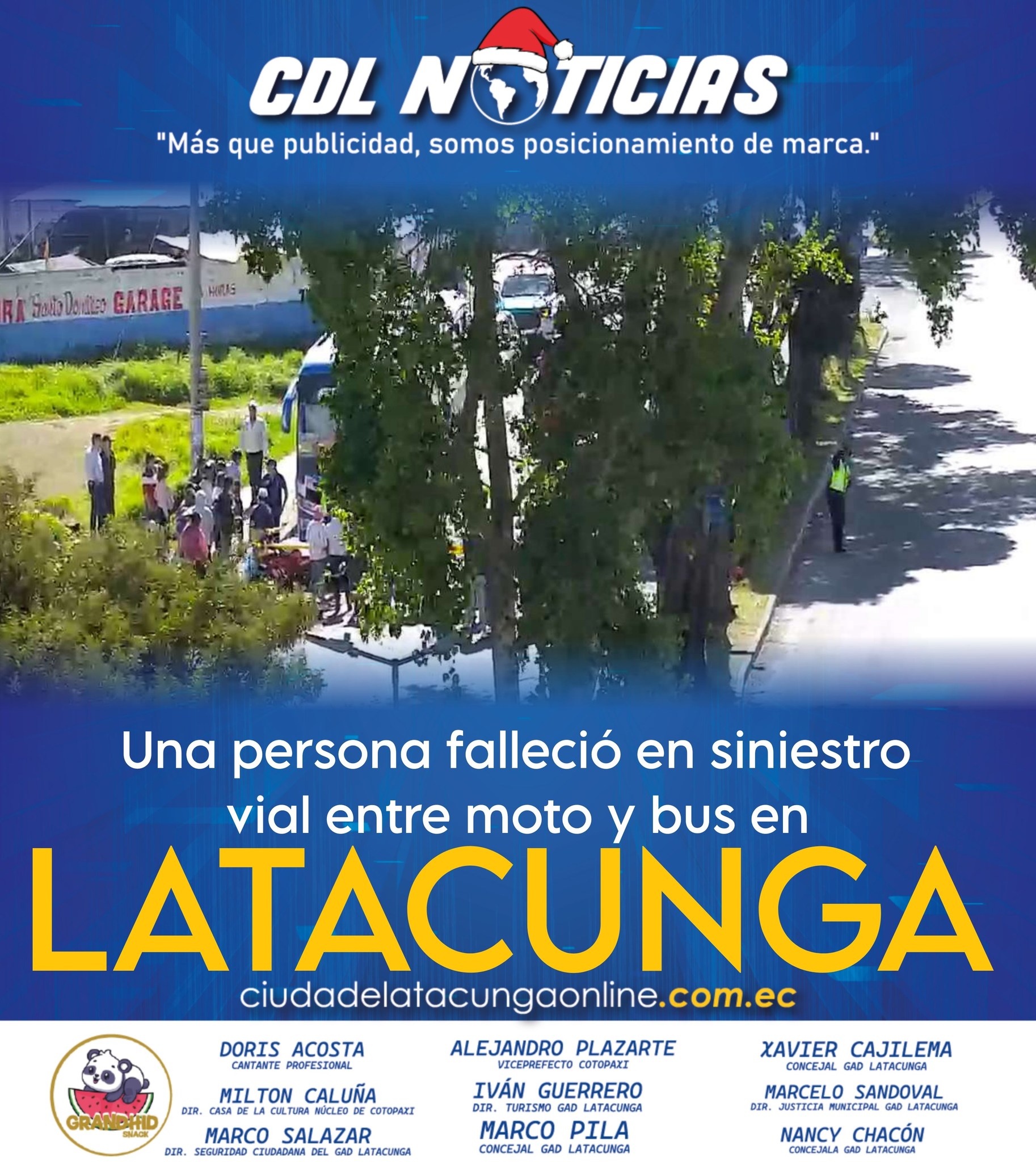 Una persona falleció en siniestro vial entre moto y bus en Latacunga