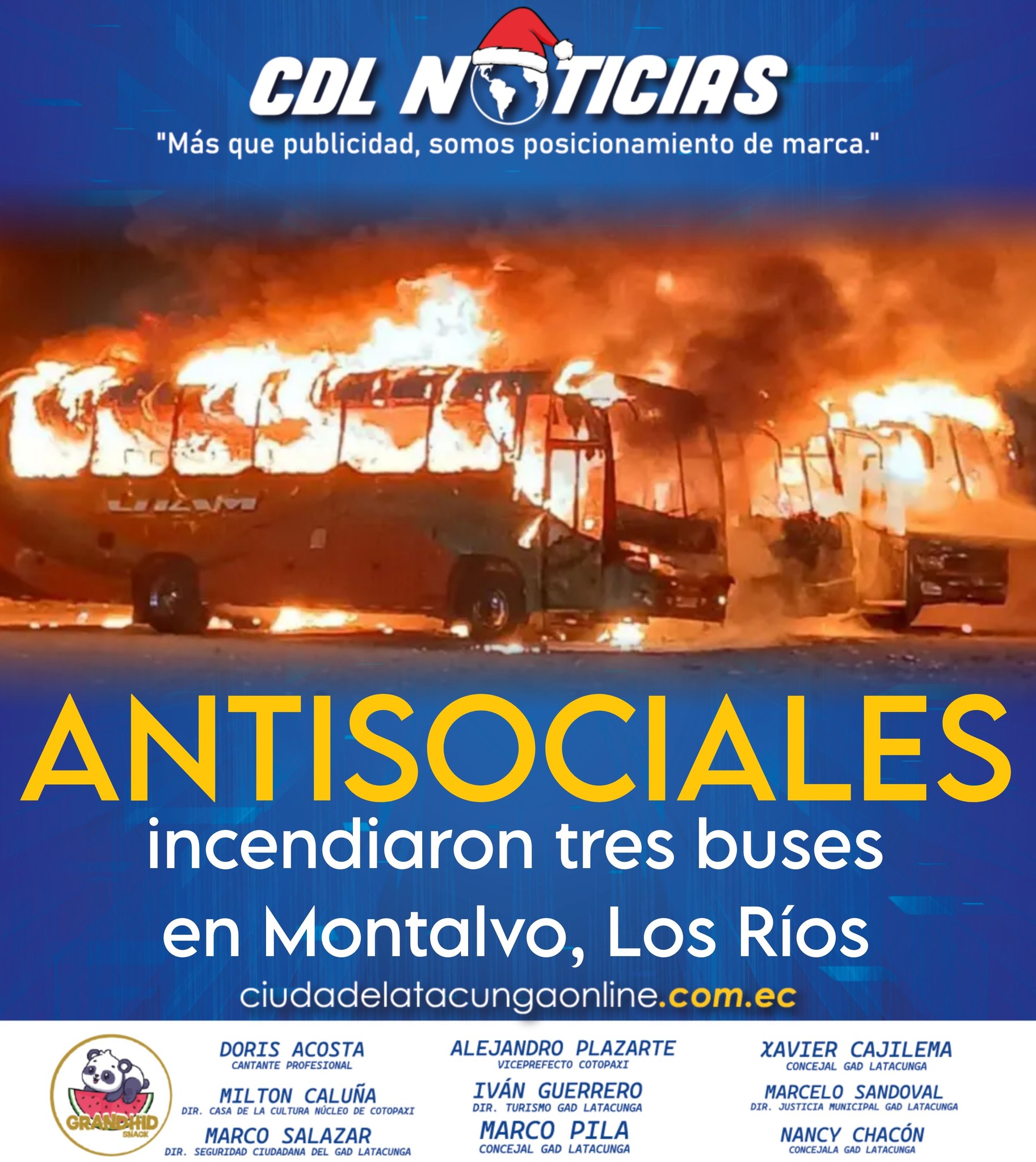 Antisociales incendiaron tres buses en Montalvo, Los Ríos