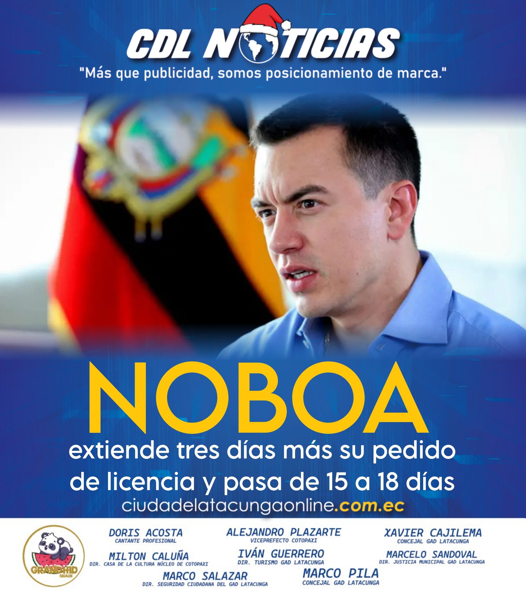 Daniel Noboa extiende tres días más su pedido de licencia y pasa de 15 a 18 días