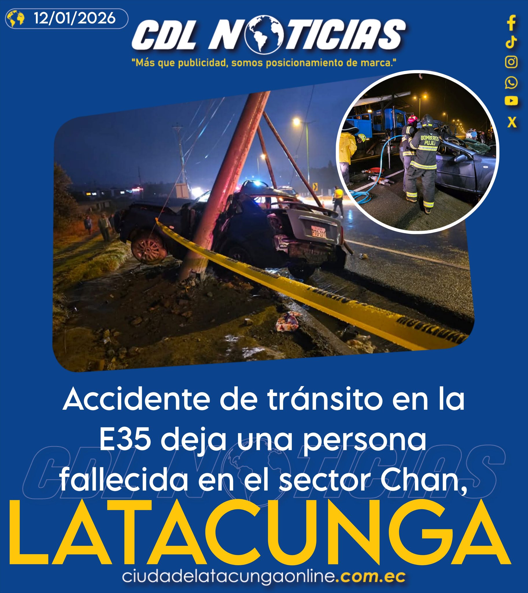 Siniestro de tránsito en Saquisilí, dejó un fallecido y 12 heridos