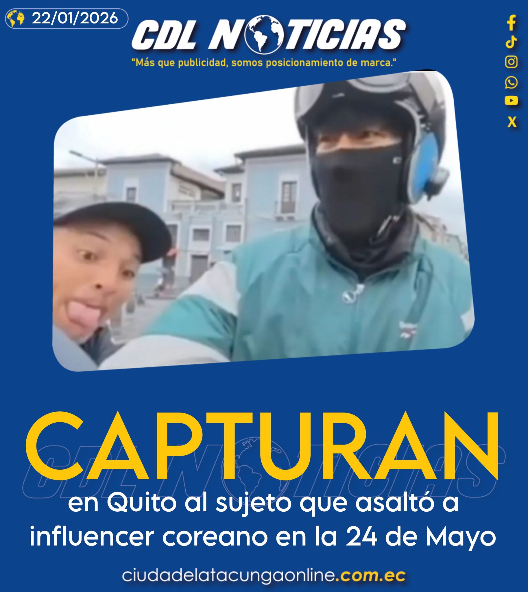 Capturan en Quito al sujeto que asaltó a influencer coreano en la 24 de Mayo