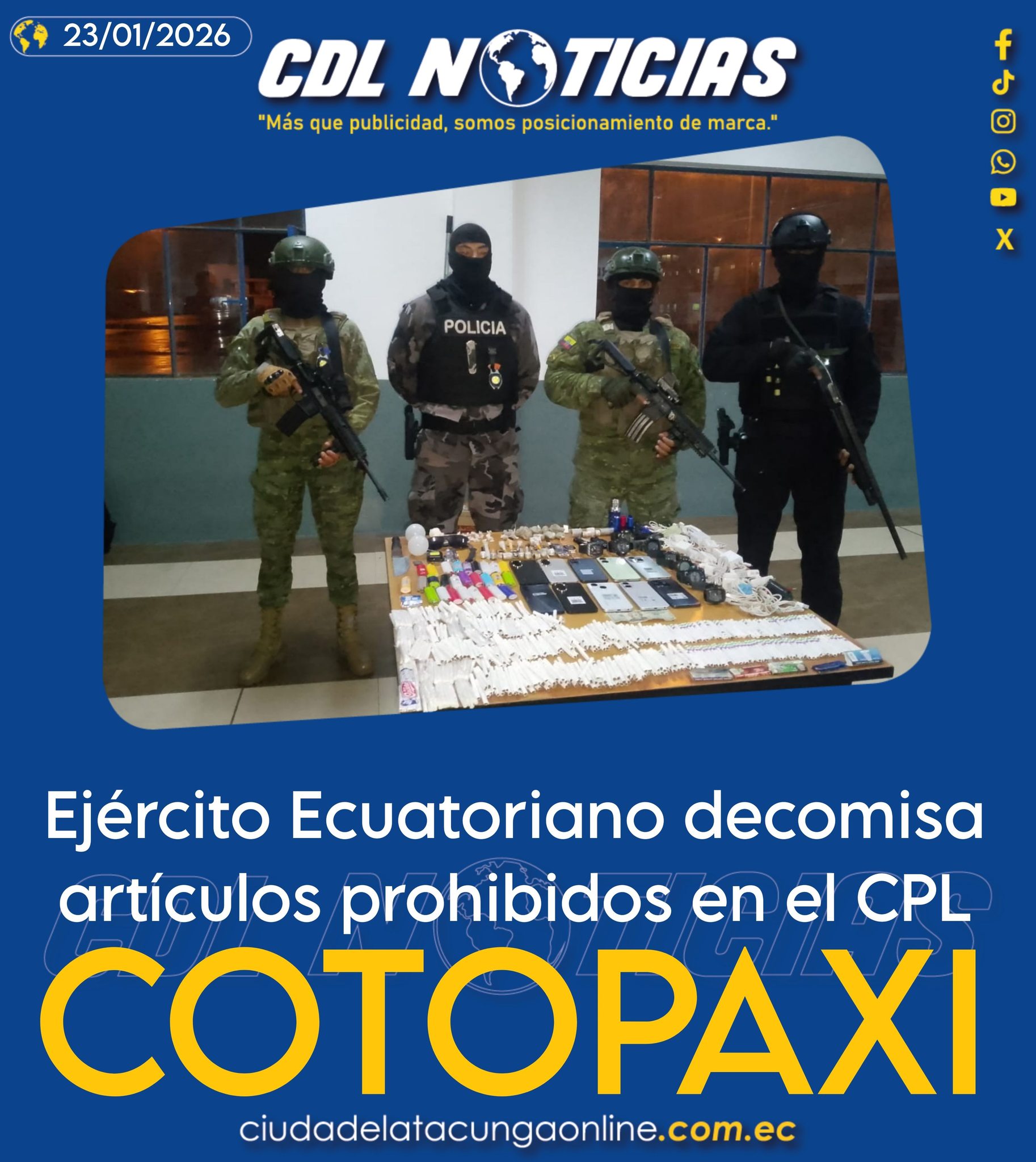 Ejército Ecuatoriano decomisa artículos prohibidos en el CPL Cotopaxi