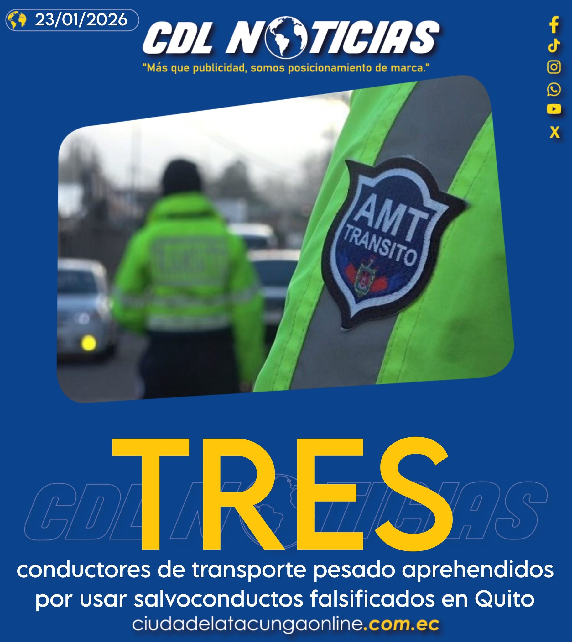 Tres conductores de transporte pesado aprehendidos por usar salvoconductos falsificados en Quito
