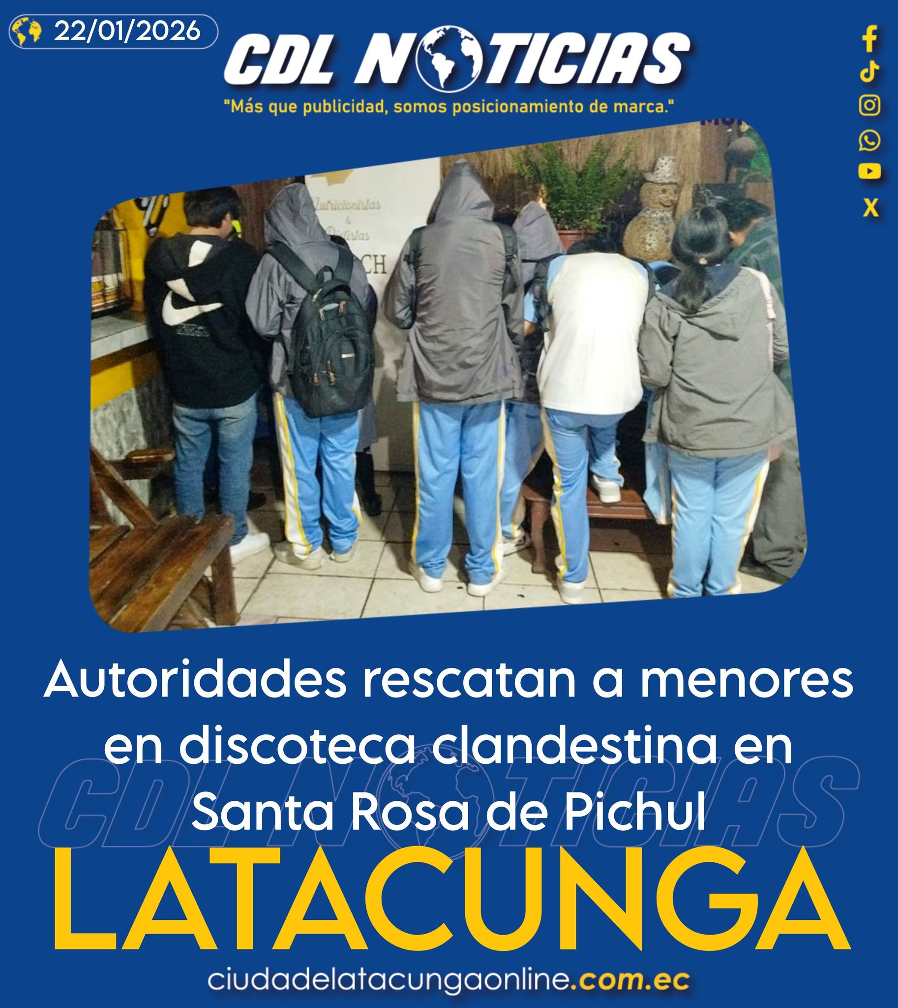  Autoridades rescatan a menores en discoteca clandestina en Santa Rosa de Pichul Latacunga