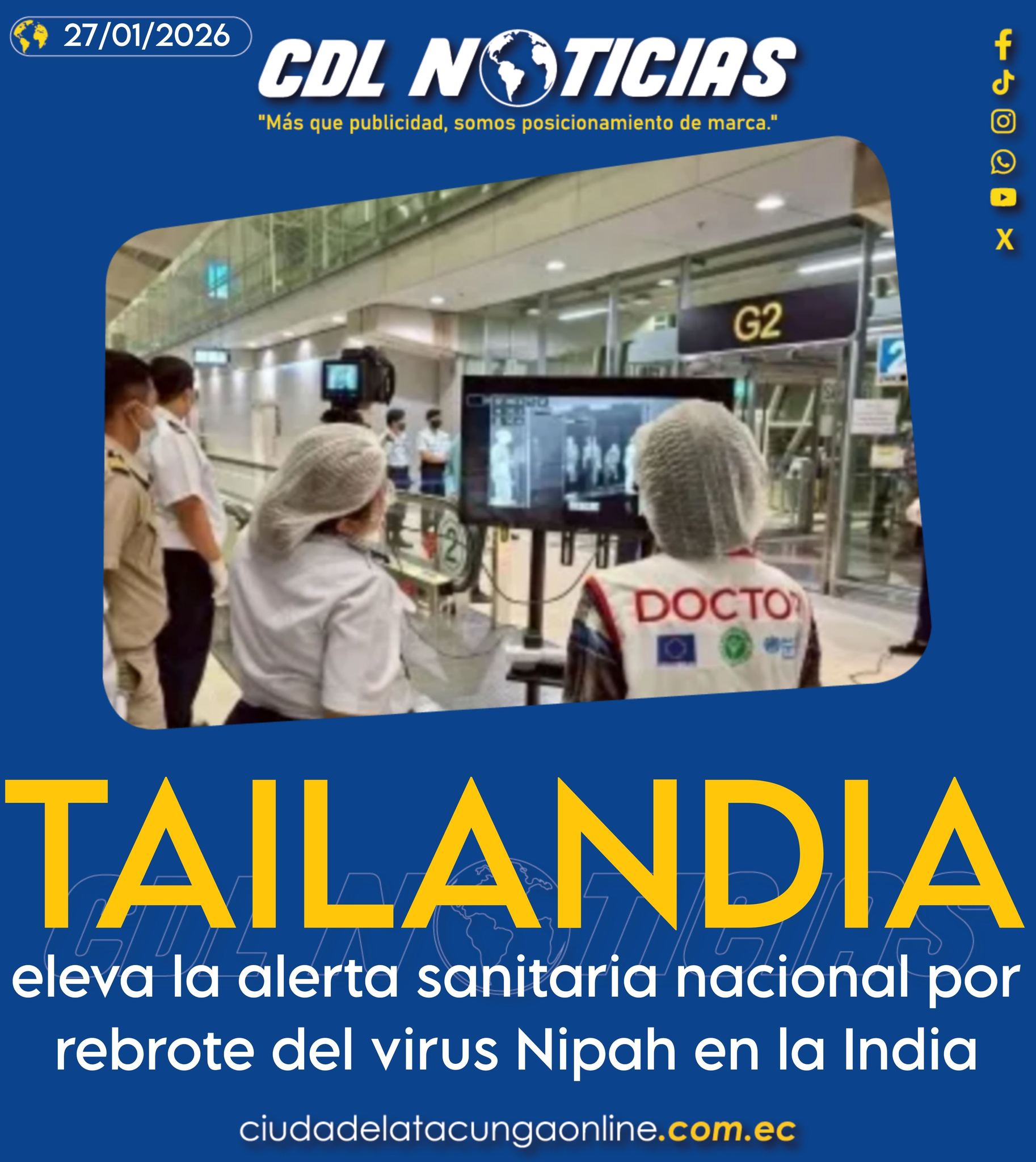 Tailandia eleva la alerta sanitaria nacional por rebrote del virus Nipah en la India