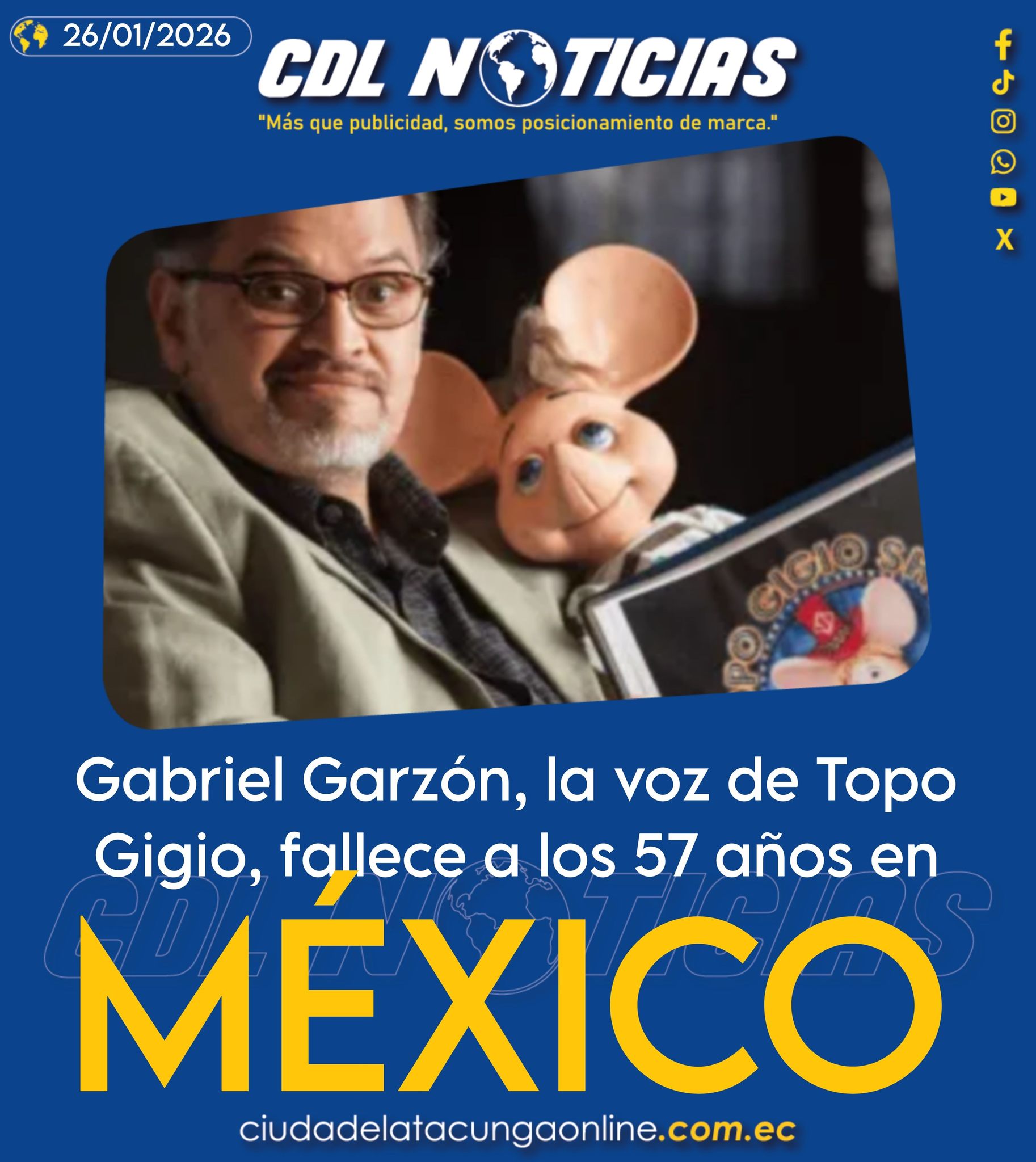 Gabriel Garzón, la voz de Topo Gigio, fallece a los 57 años en México