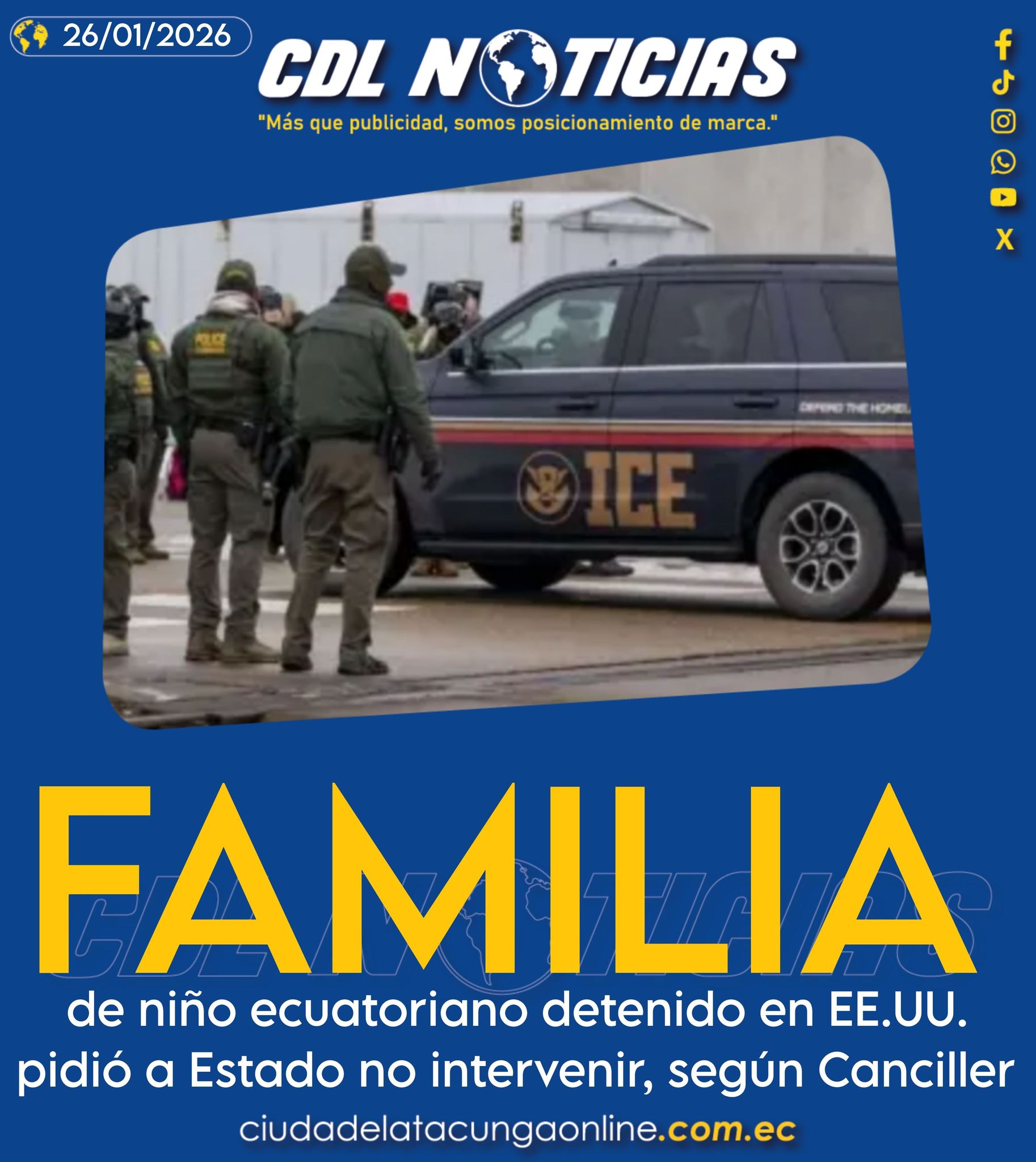 Familia de niño ecuatoriano detenido en EE.UU. pidió a Estado no intervenir, según Canciller