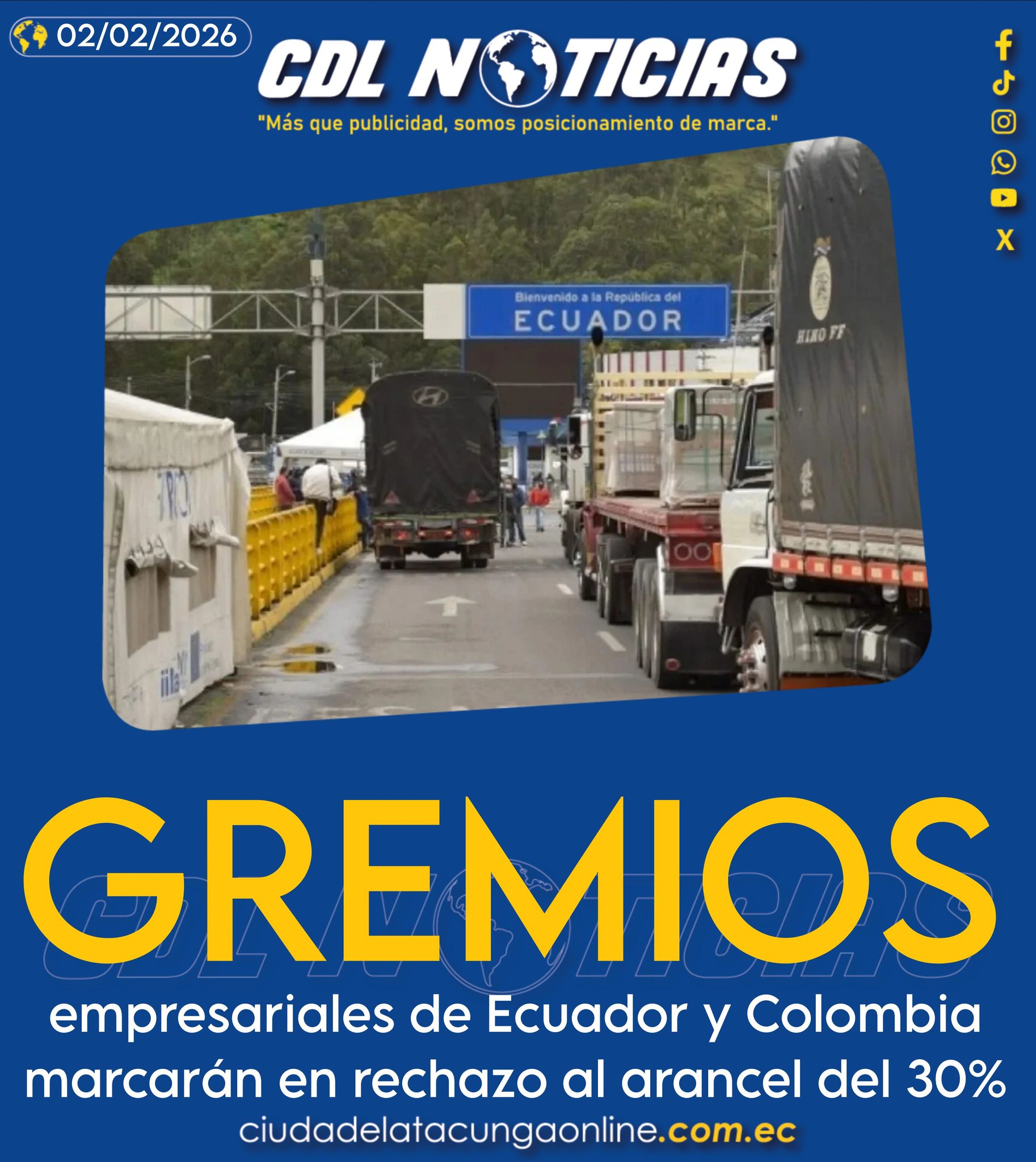 Gremios empresariales de Ecuador y Colombia marcarán en rechazo al arancel del 30%